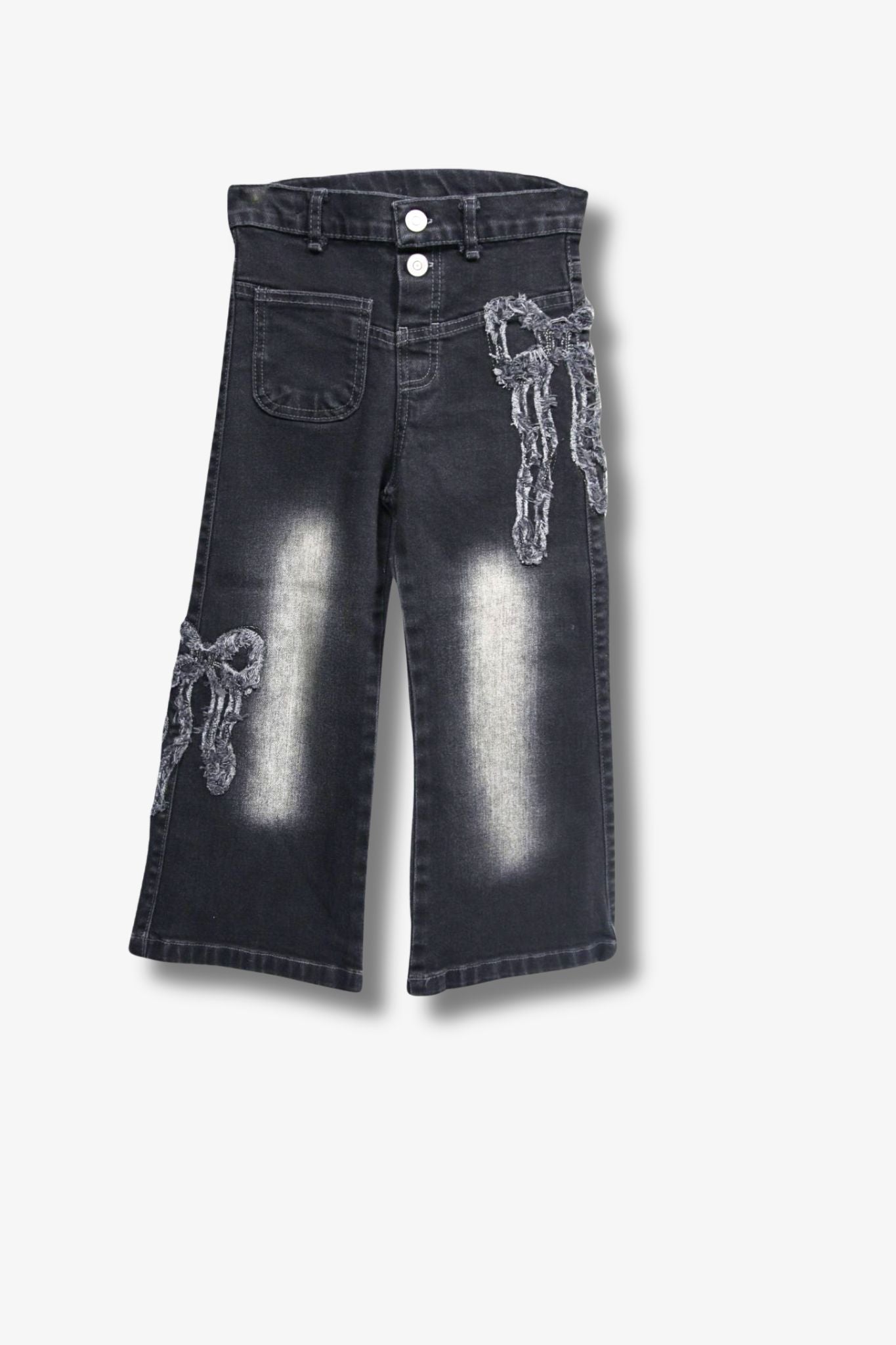 Mädchen Wide-Leg Jeans mit Schleifendetail