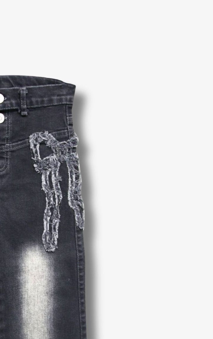 Mädchen Wide-Leg Jeans mit Schleifendetail