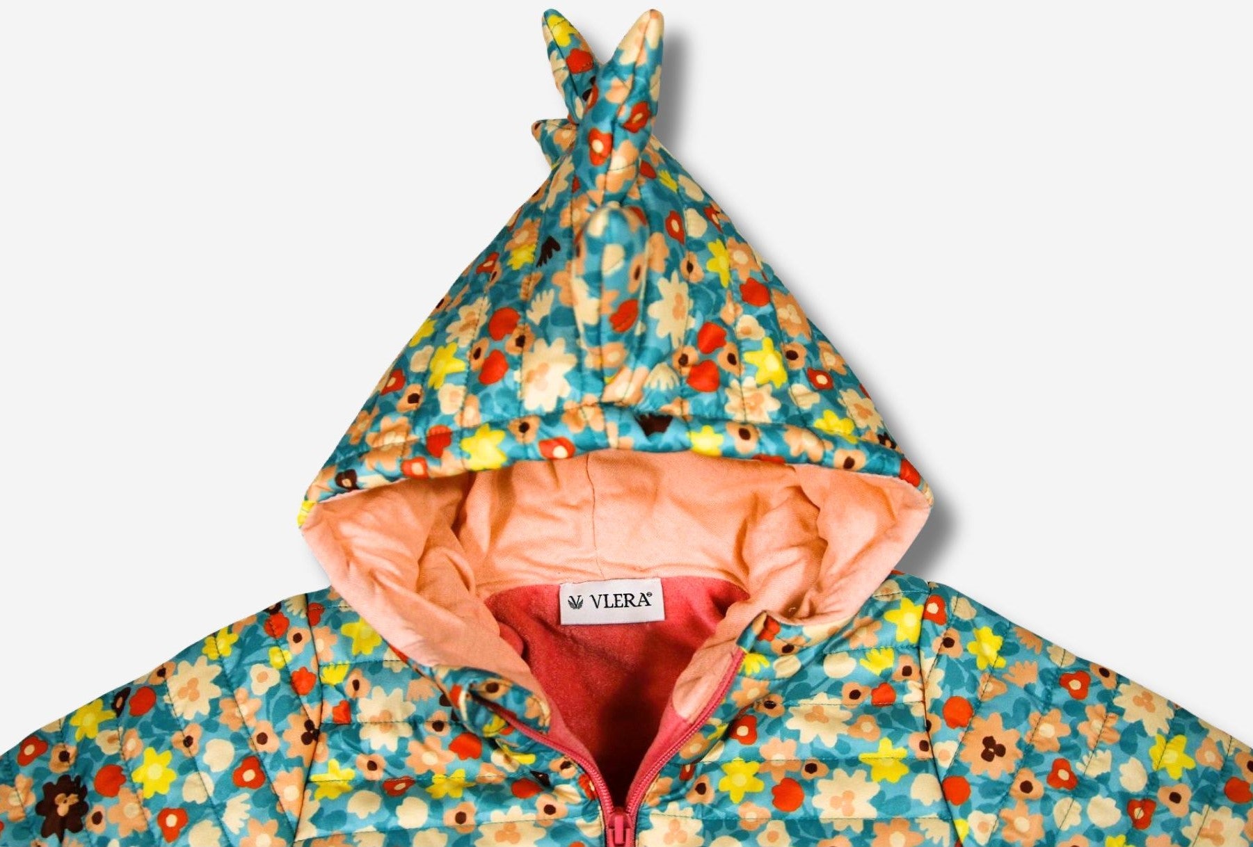 Blumenmuster Jacke mit Dino Kapuze