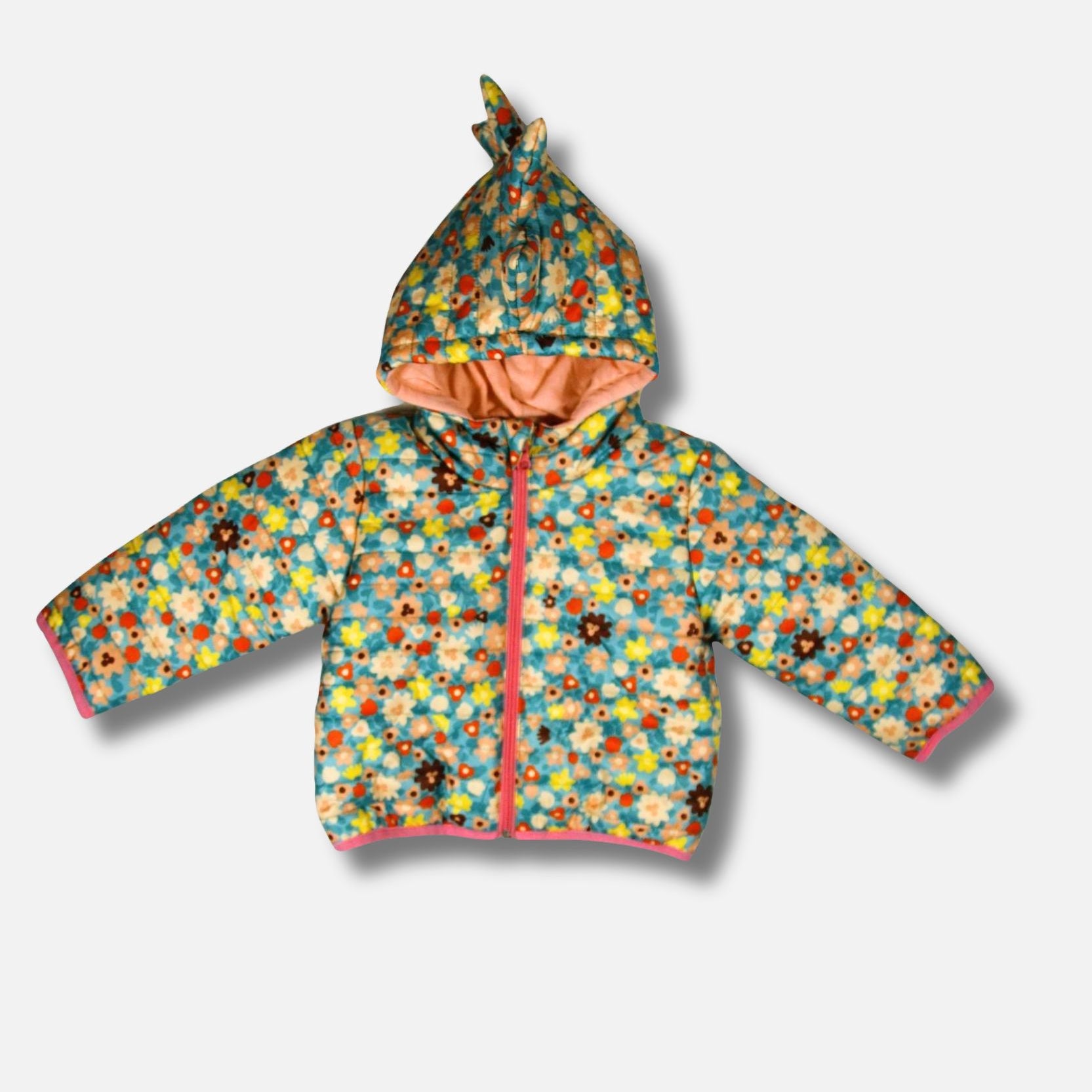Blumenmuster Jacke mit Dino Kapuze