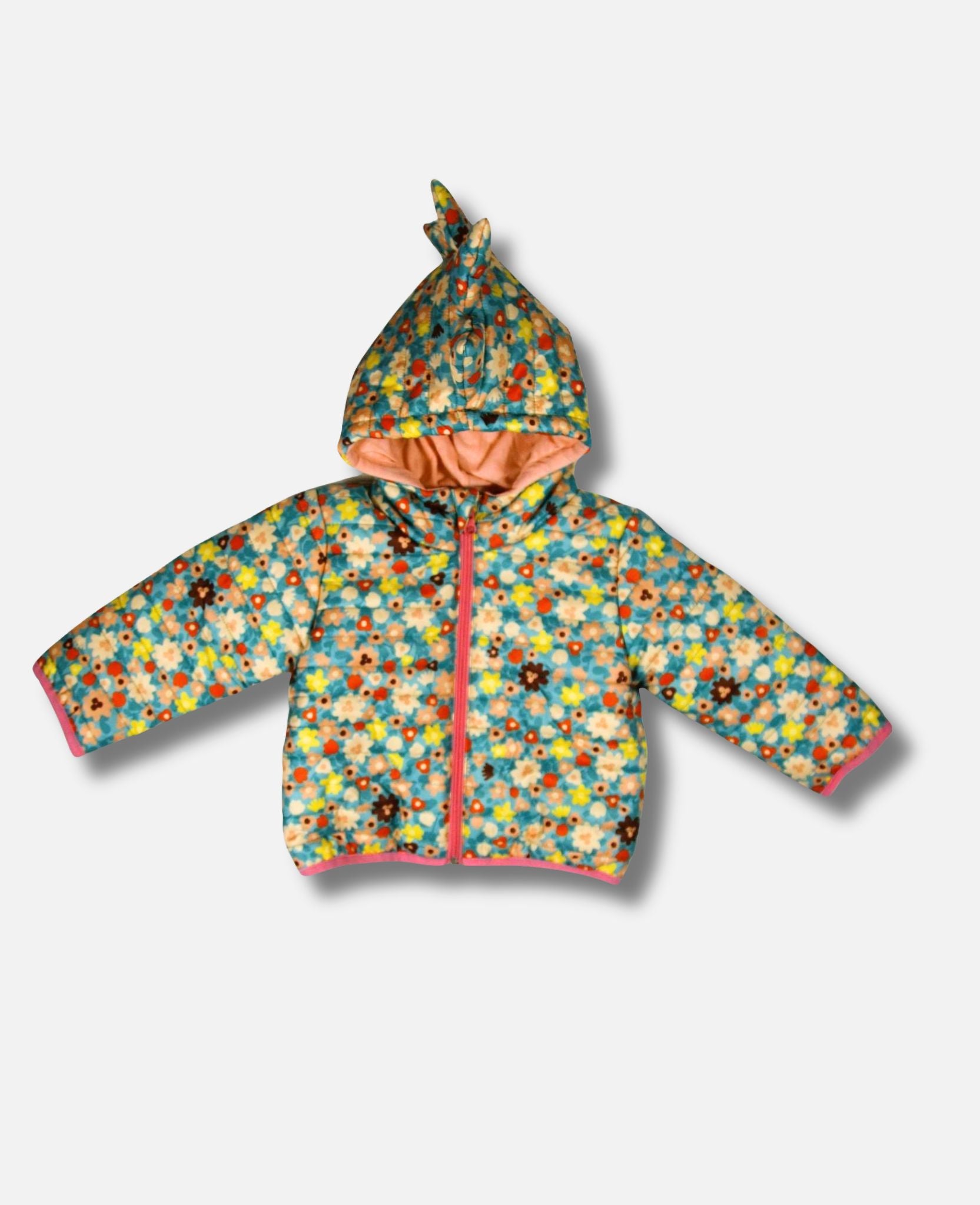 Blumenmuster Jacke mit Dino Kapuze
