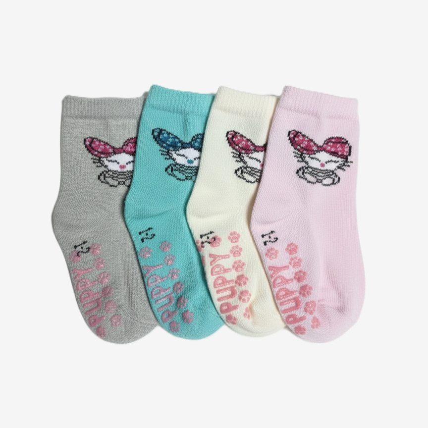 Puppy Anti-Rutsch Socken Mädchen 4er-Pack