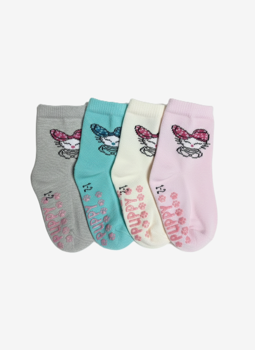 Puppy Anti-Rutsch Socken Mädchen 4er-Pack