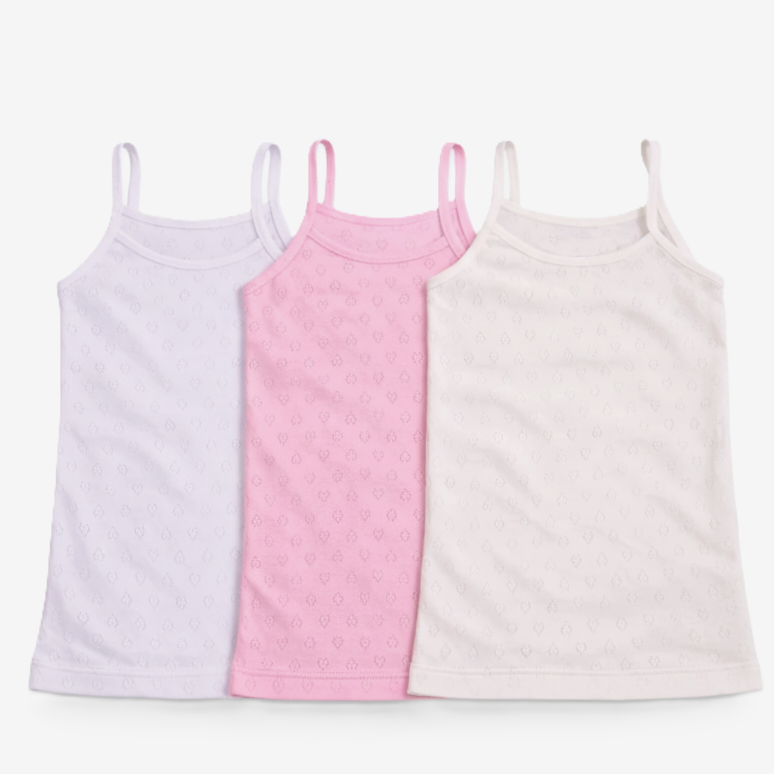 Girls Unterhemd 3er-Pack – Weiss/Rosa/Creme