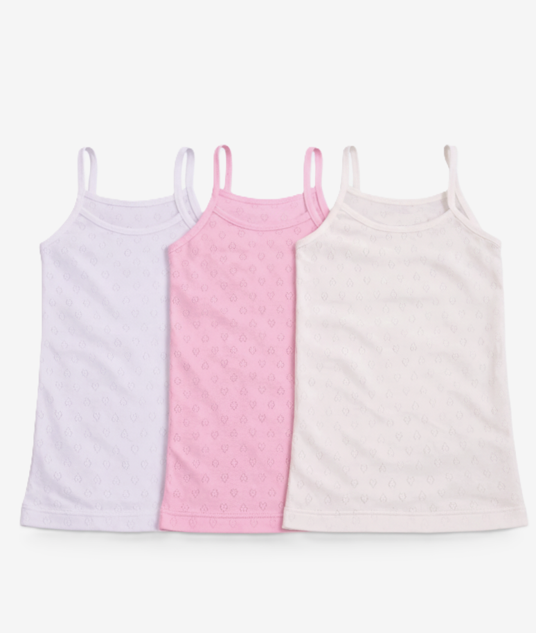 Girls Unterhemd 3er-Pack – Weiss/Rosa/Creme