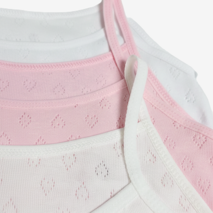 Girls Unterhemd 3er-Pack – Weiss/Rosa/Creme