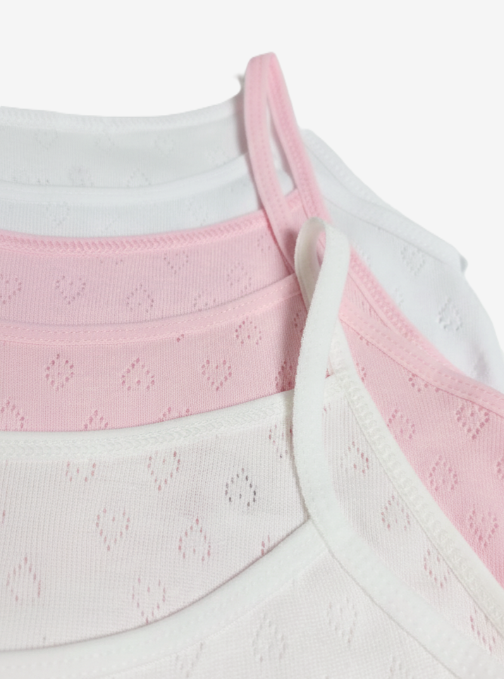 Girls Unterhemd 3er-Pack – Weiss/Rosa/Creme