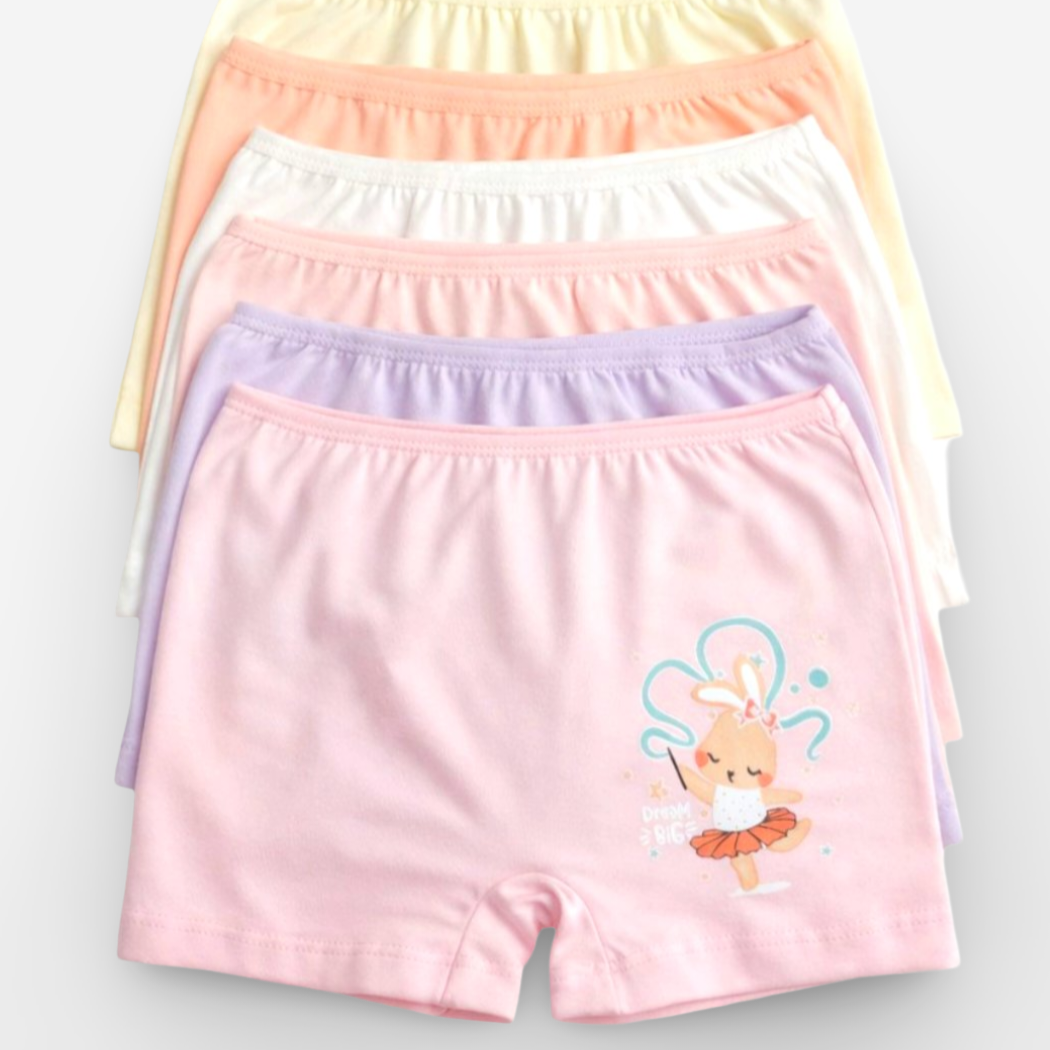 Mädchen Shorts Unterwäsche 6er-Pack – Ballerina Häschen