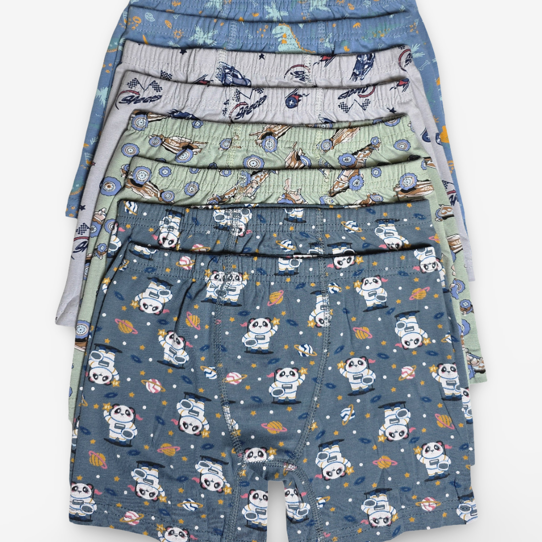 Jungen Boxershorts 8er-Pack – Panda, Rennwagen & Dino