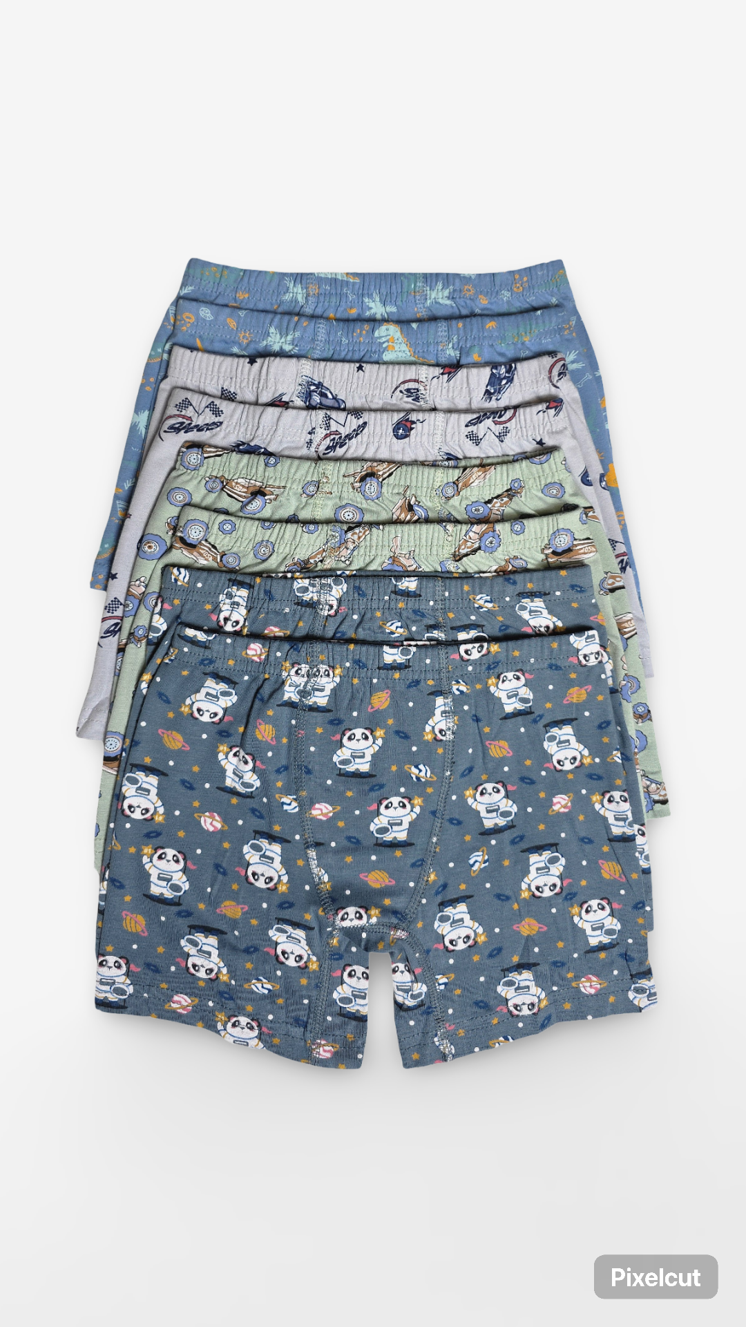 Jungen Boxershorts 8er-Pack – Panda, Rennwagen & Dino