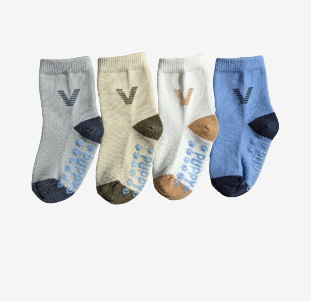 Puppy V-Logo Anti-Rutsch Socken 4er-Pack
