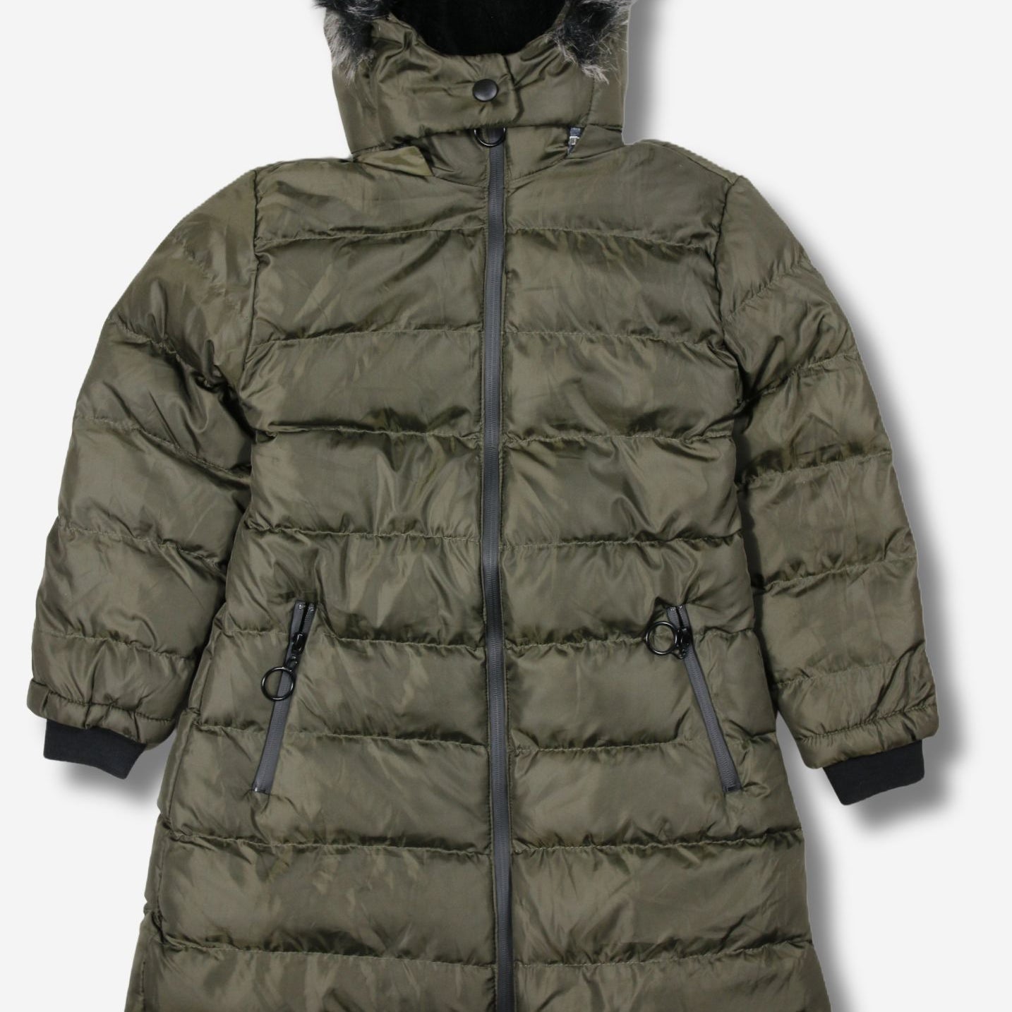 Kinder-Winterjacke mit Kunstfell-Kapuze