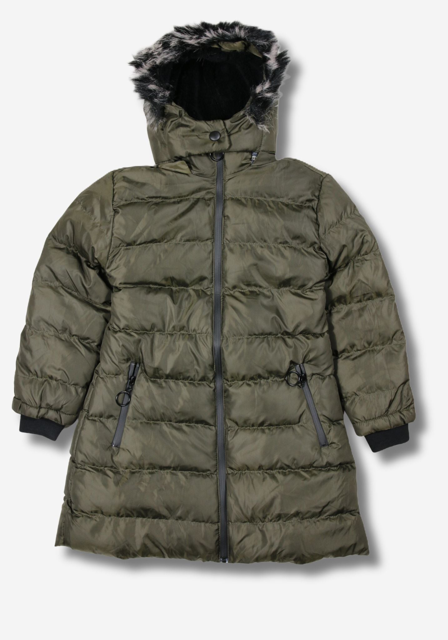 Kinder-Winterjacke mit Kunstfell-Kapuze