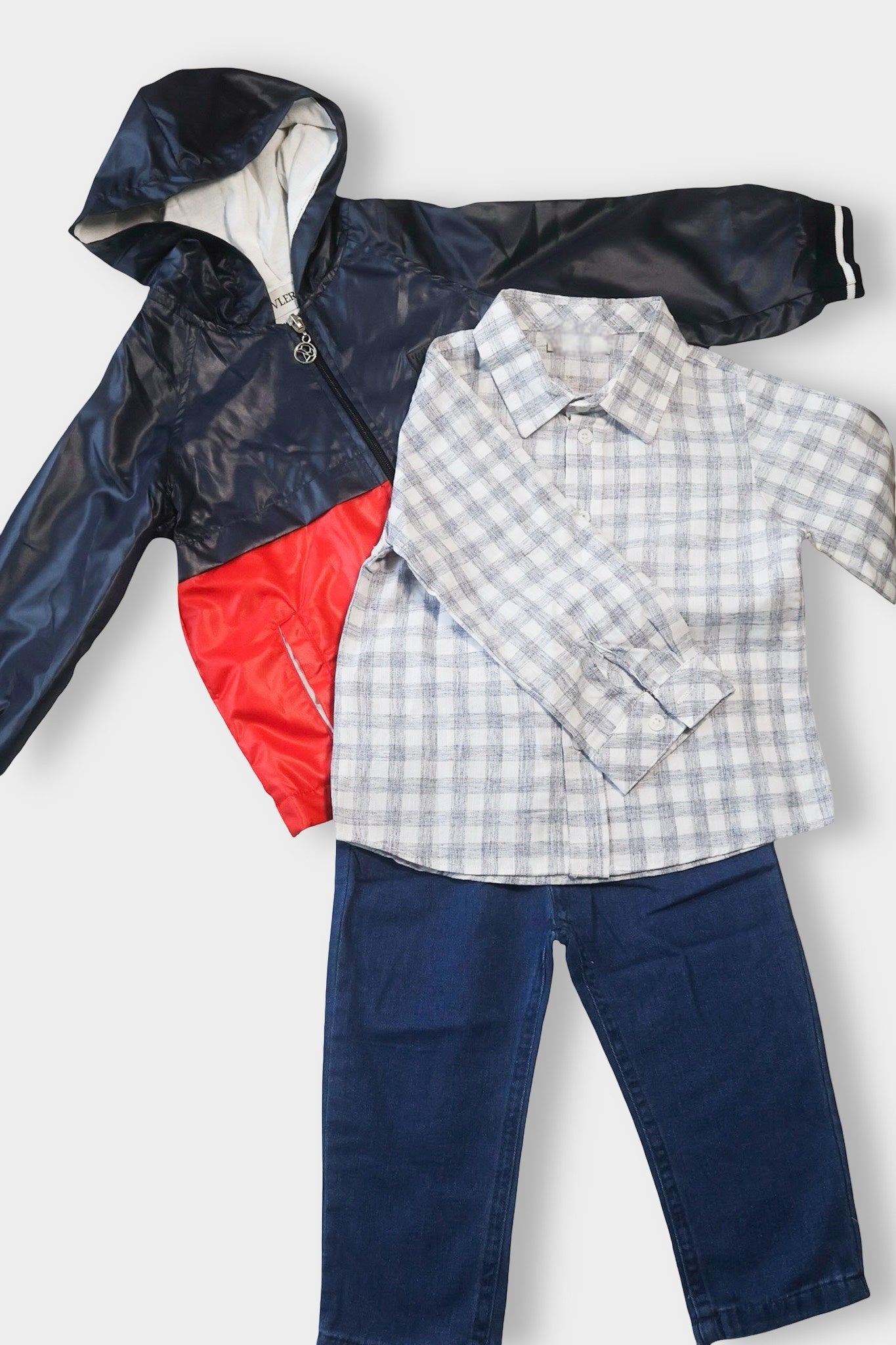Jungen 3-teiliges Set – Windbreaker, Hemd & Jeans
