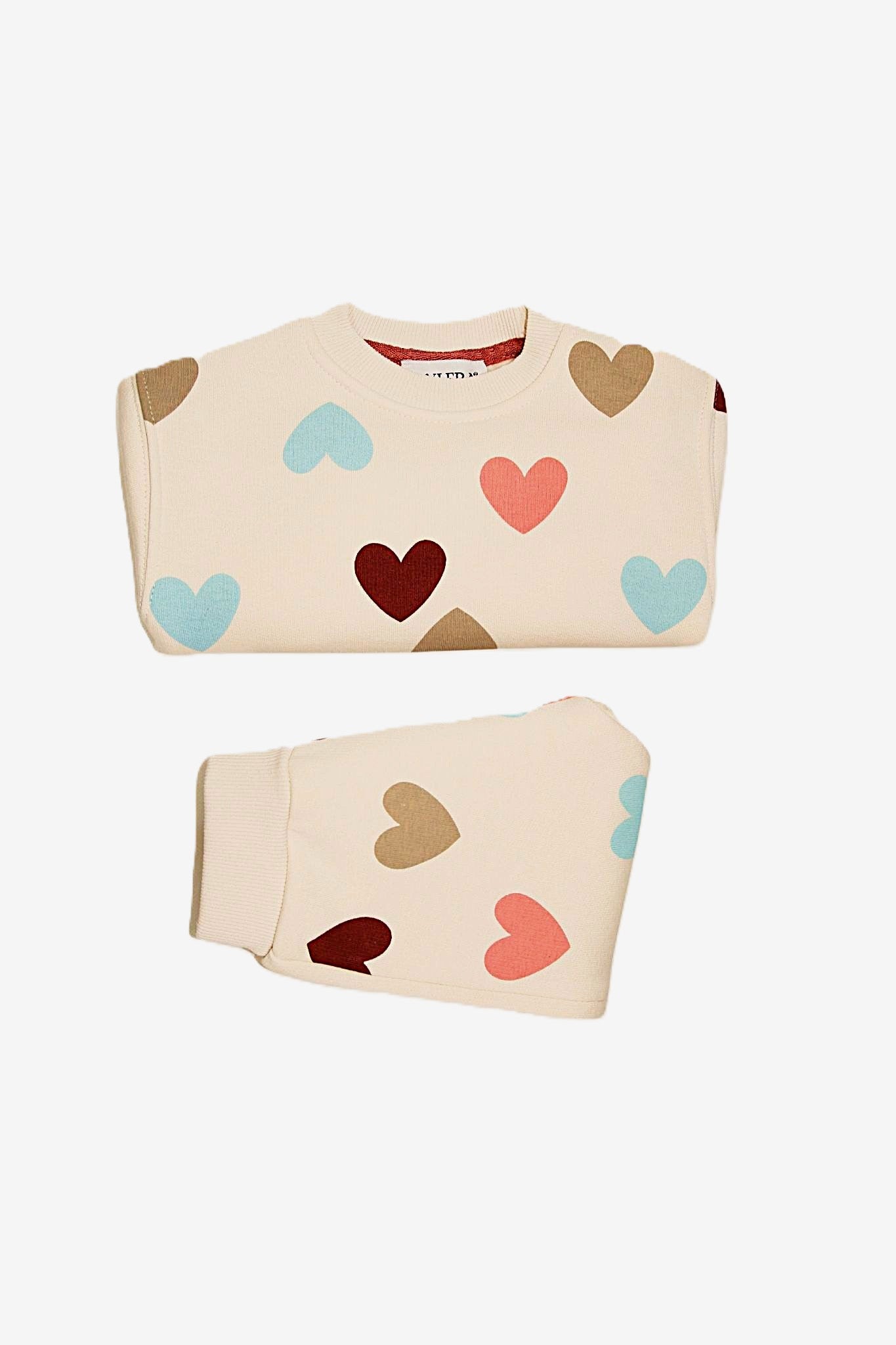 Baby Joggingset mit Herzen-Print – Beige
