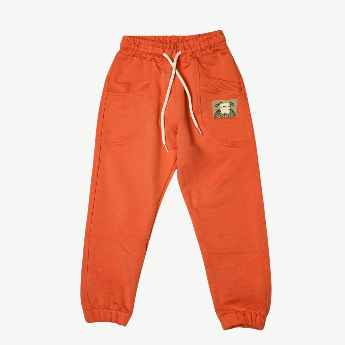 Kinder Jogginghose Orange mit Bären-Patch