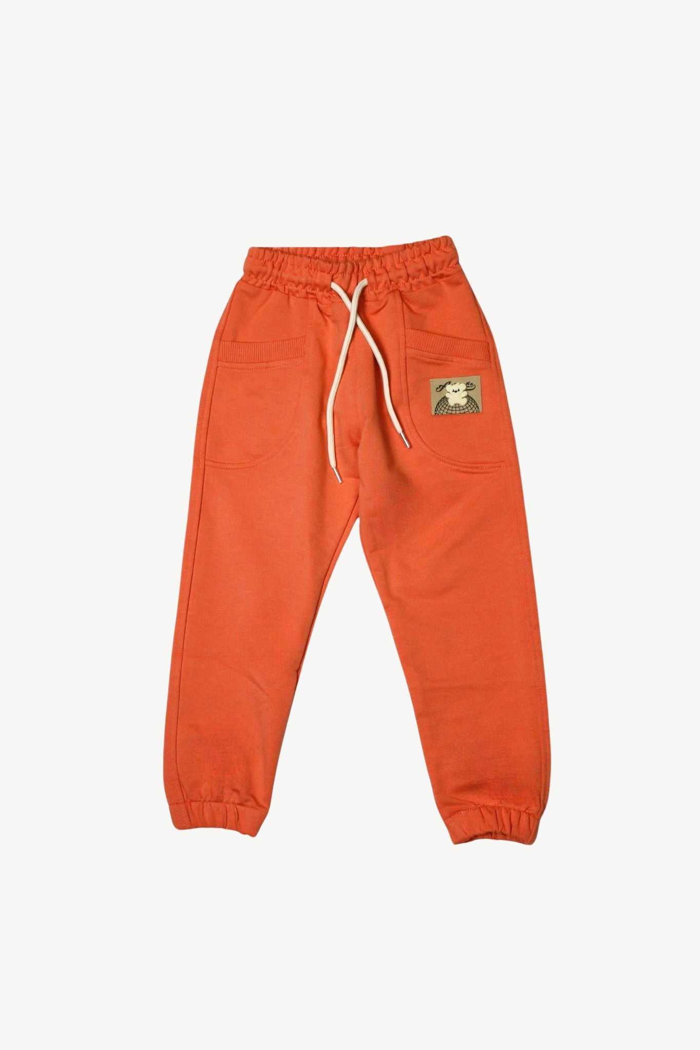 Kinder Jogginghose Orange mit Bären-Patch