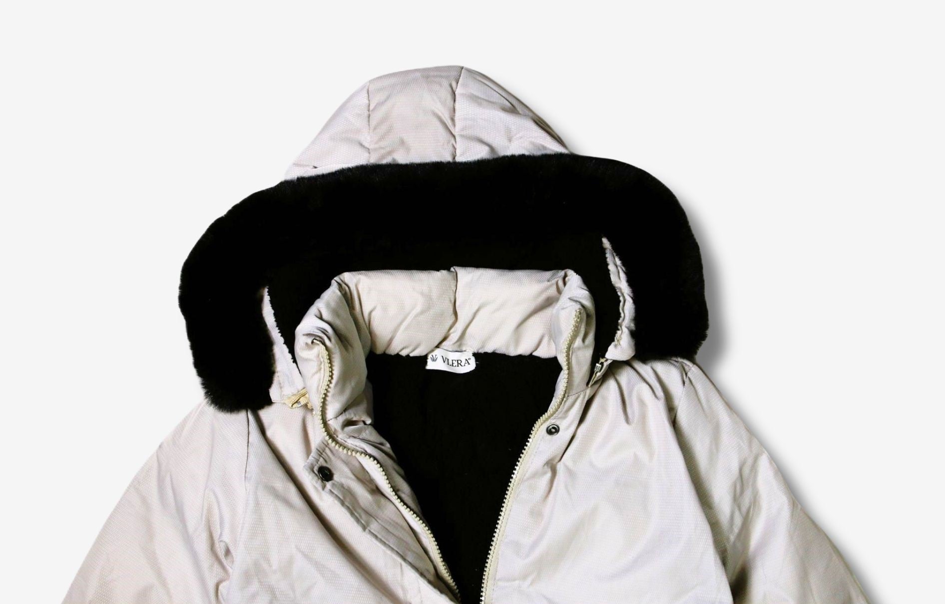 Kinder Winterjacke mit Kapuze - Creme