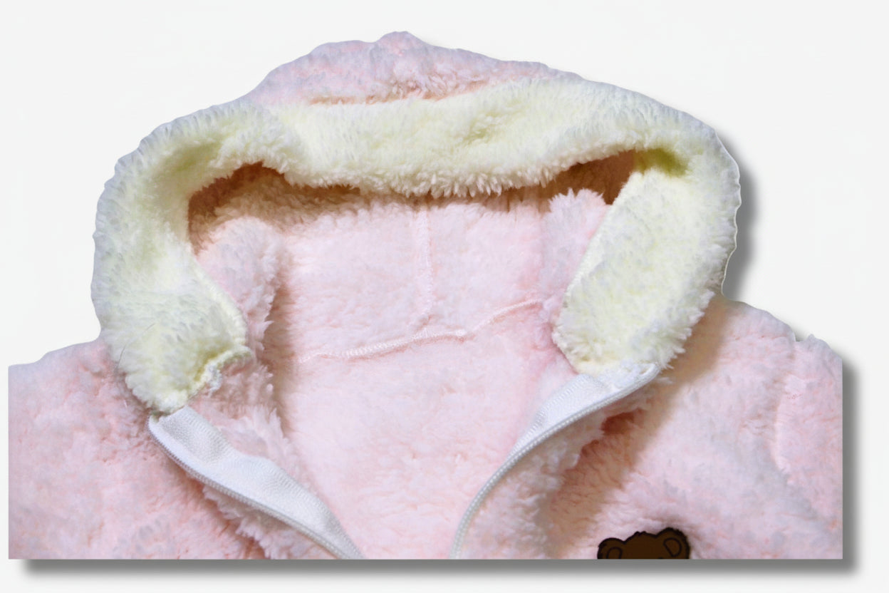 Baby Teddy-Overall mit Kapuze – Rosa | Story Baby