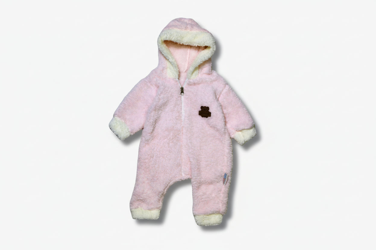 Baby Teddy-Overall mit Kapuze – Rosa | Story Baby