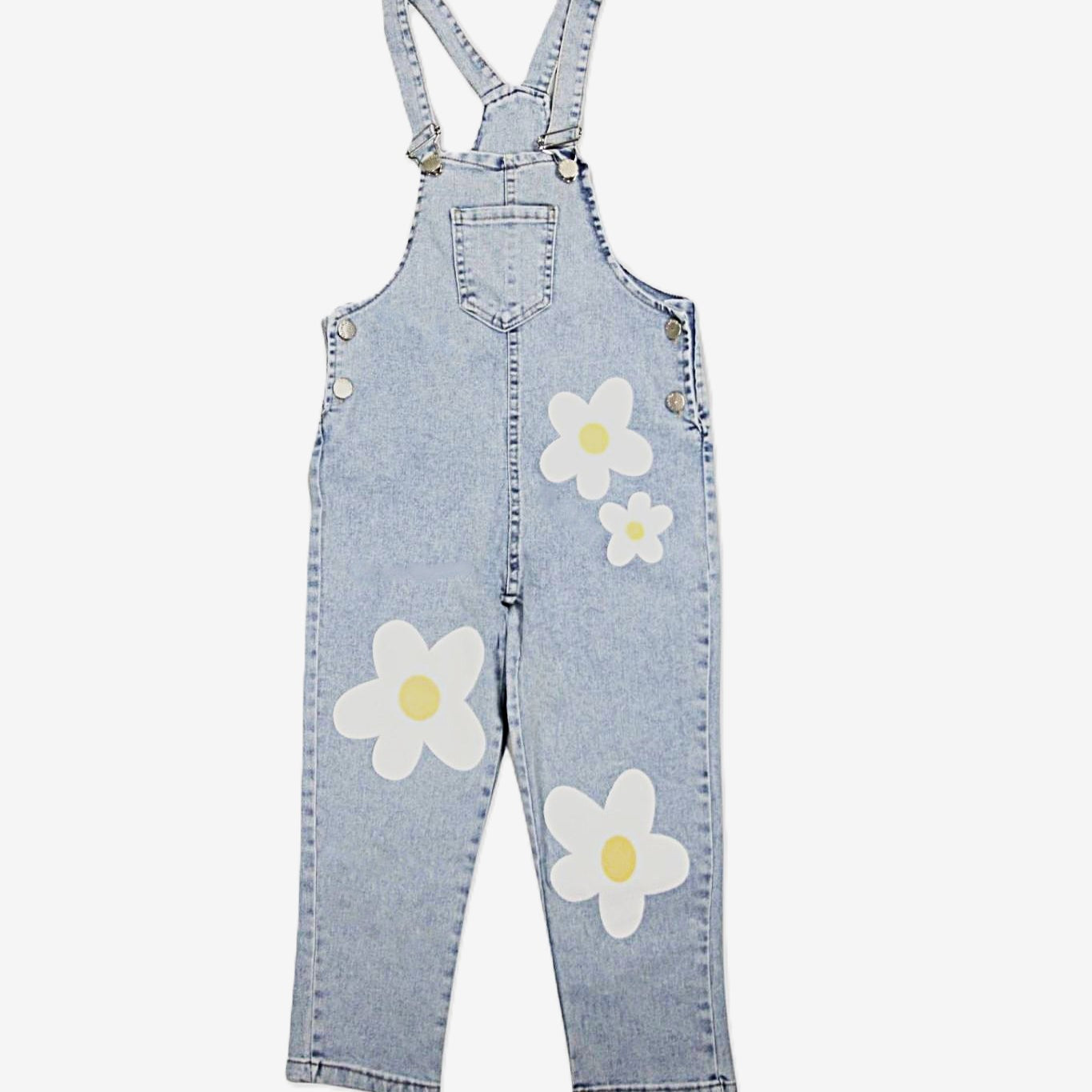 Mädchen Denim-Latzhose mit Blumenprint