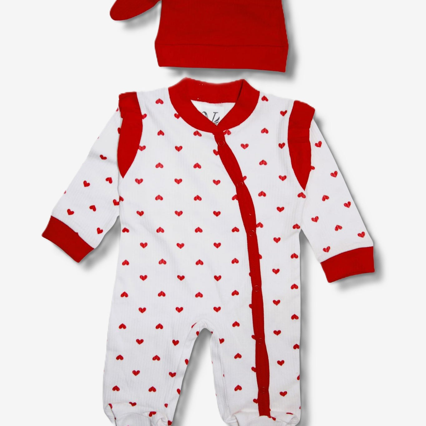 Baby Strampler mit Herz-Logos & Kapuze