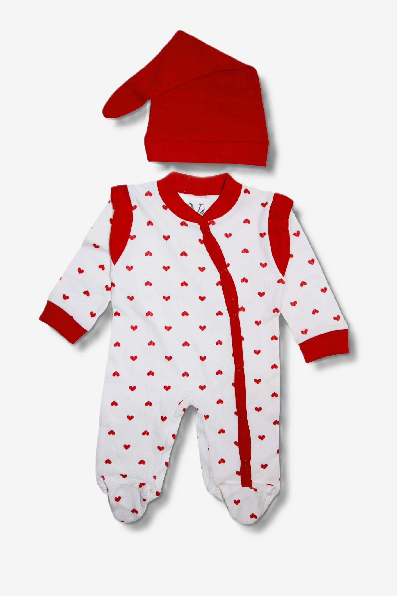 Baby Strampler mit Herz-Logos & Kapuze