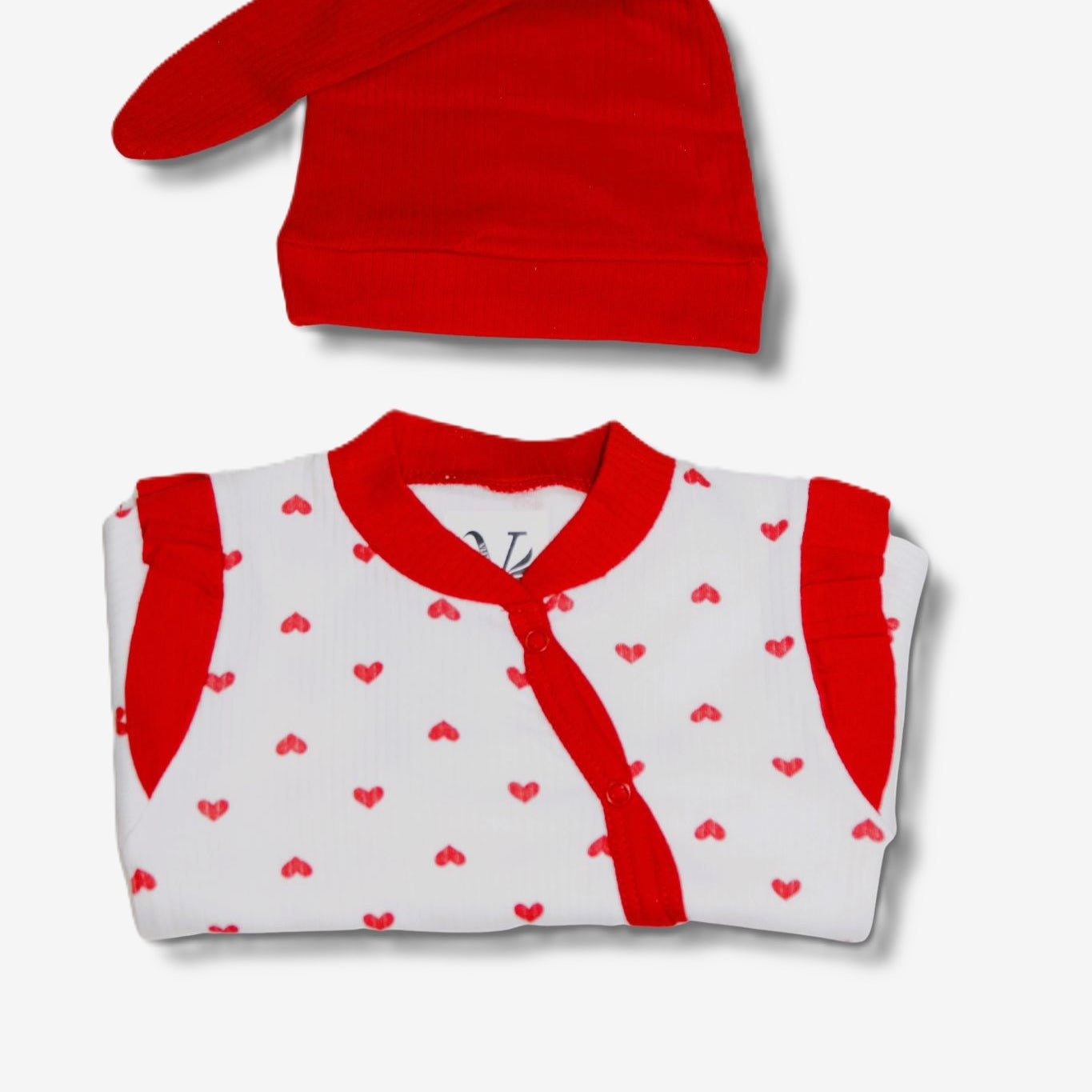 Baby Strampler mit Herz-Logos & Kapuze