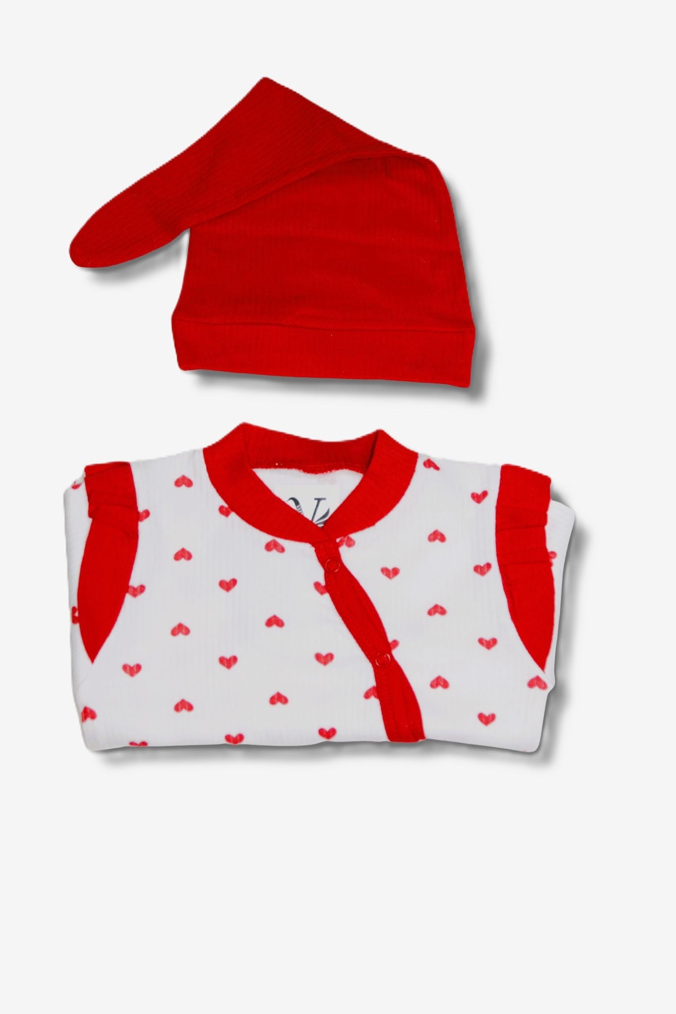 Baby Strampler mit Herz-Logos & Kapuze