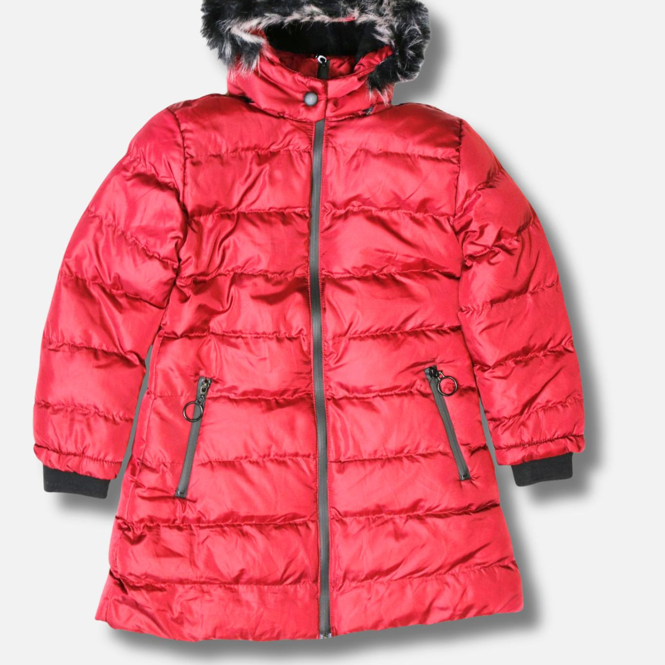 Kinder-Winterjacke mit Kunstfell-Kapuze