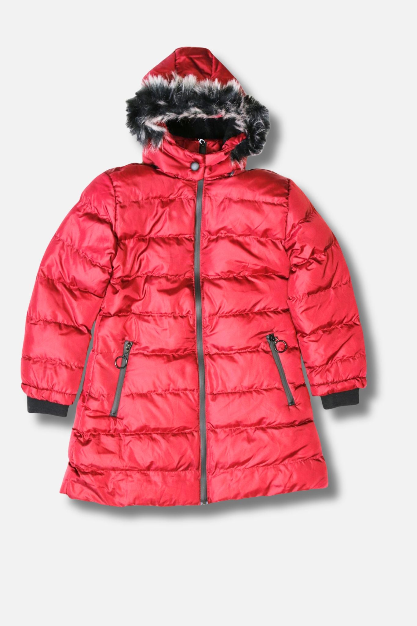 Kinder-Winterjacke mit Kunstfell-Kapuze