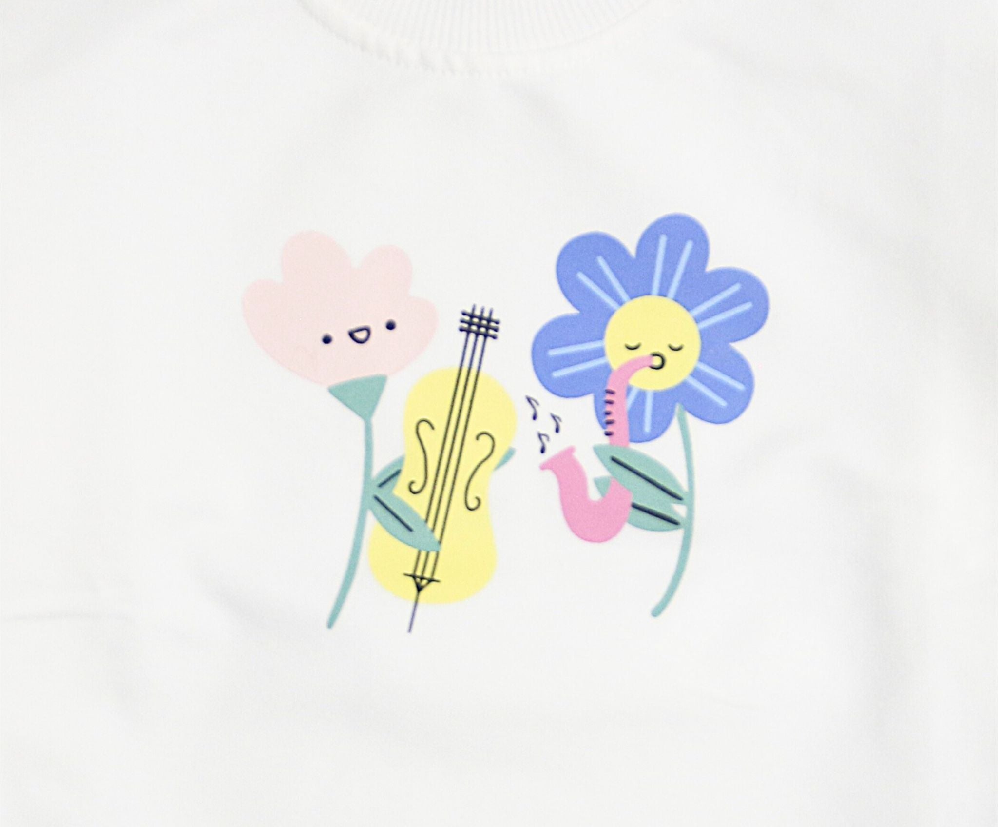 Mädchen Sweatshirt - Musik & Blumen Motiv