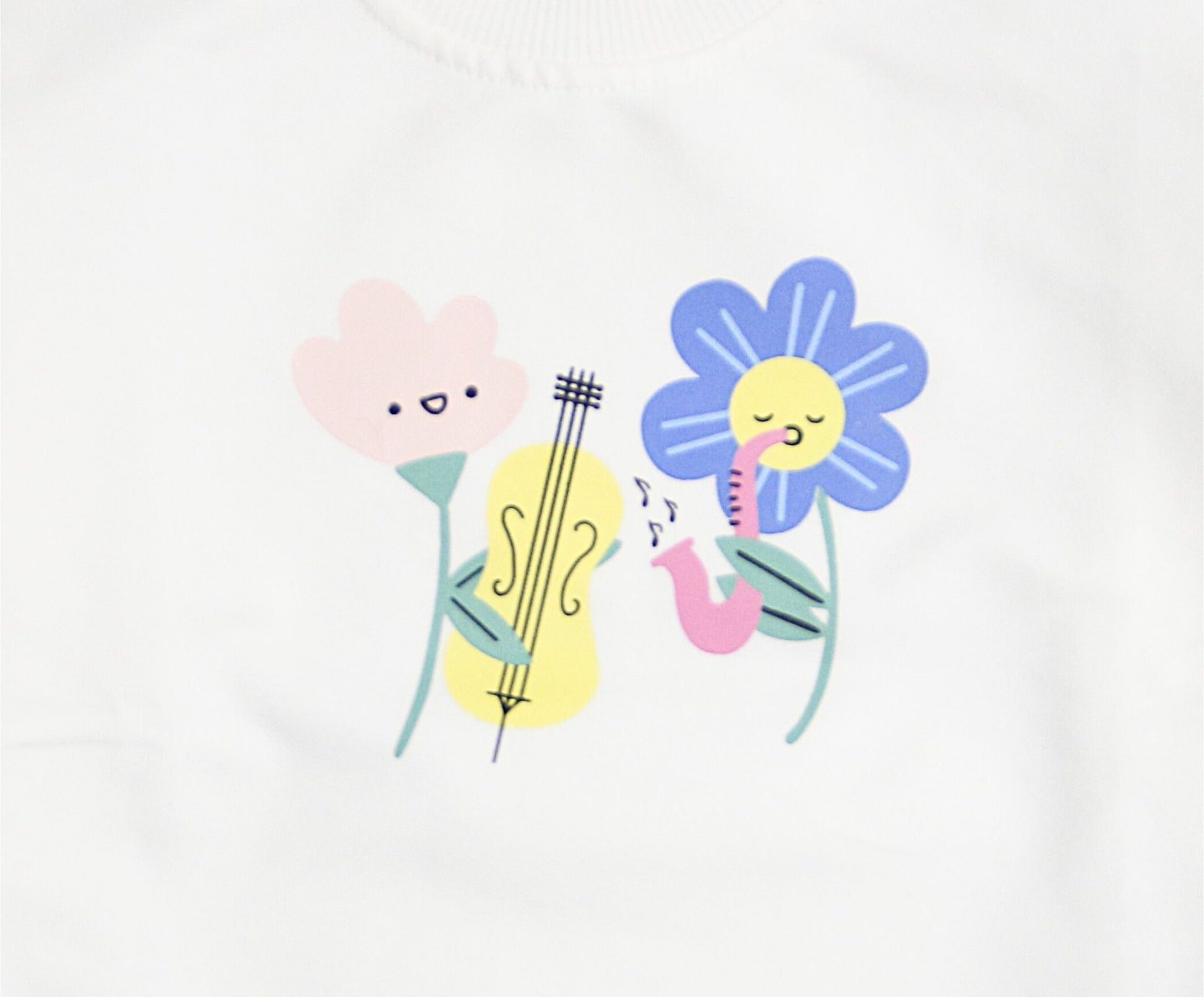 Mädchen Sweatshirt - Musik & Blumen Motiv