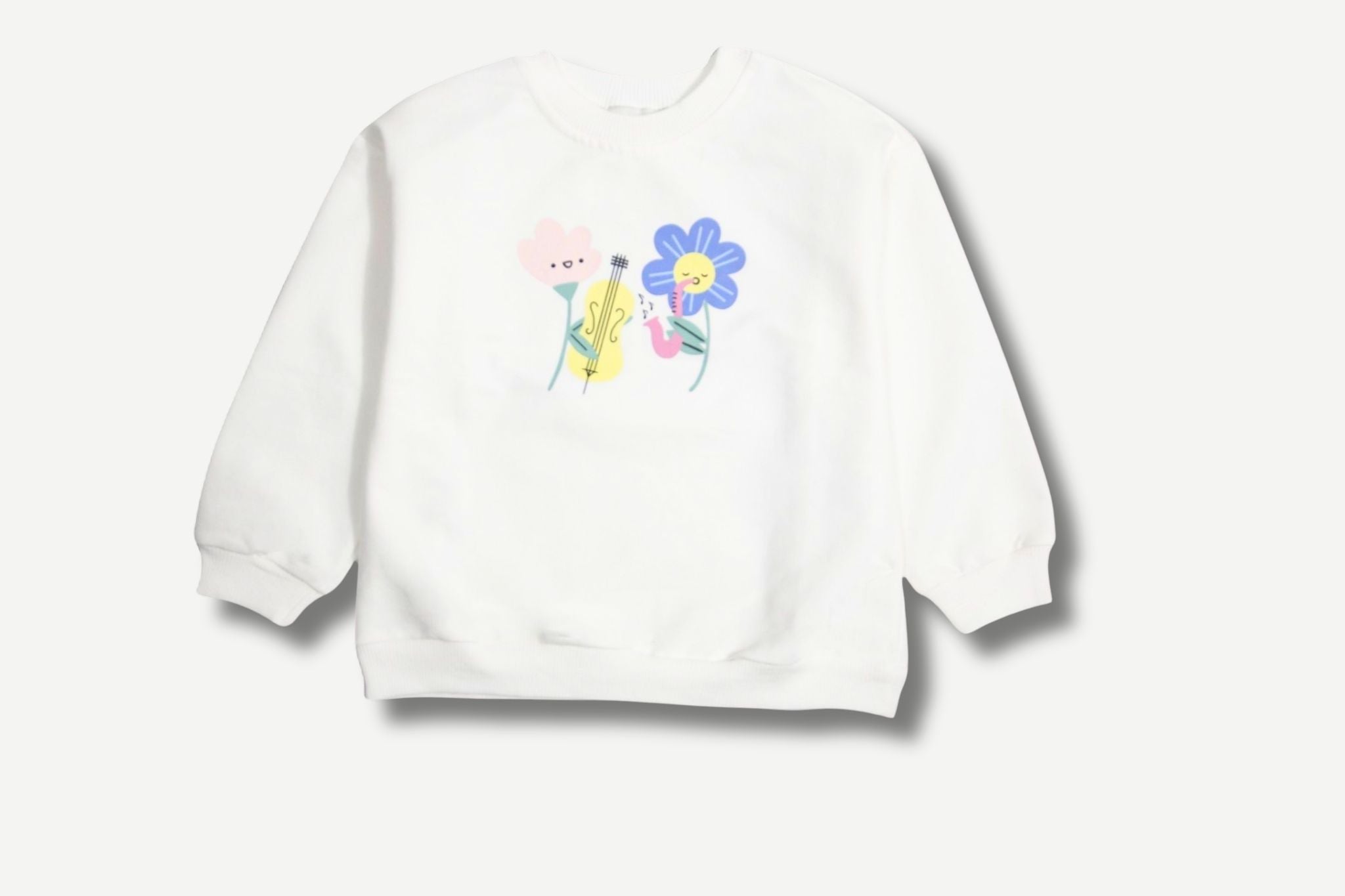 Mädchen Sweatshirt - Musik & Blumen Motiv