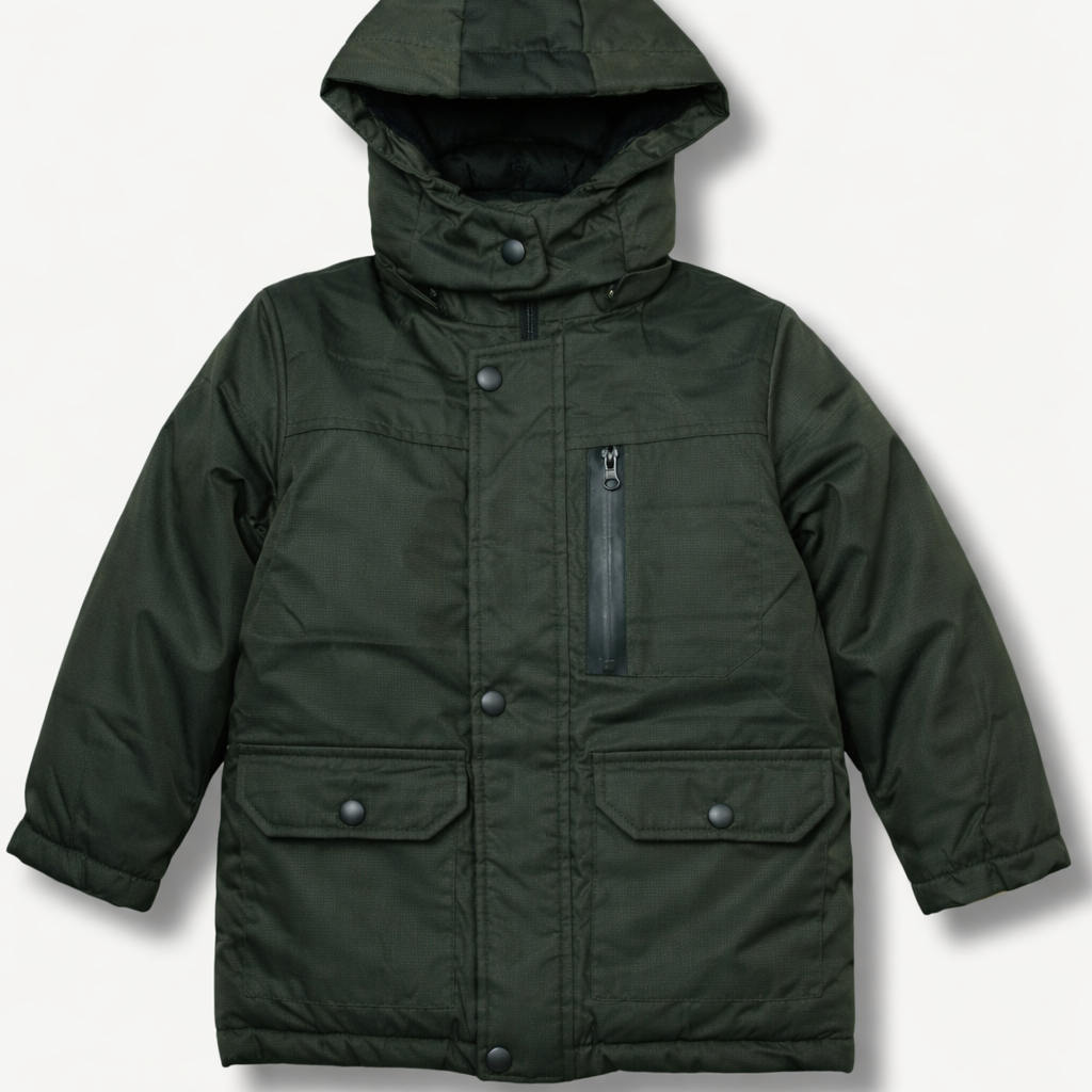 Kinder Winterjacke - Dunkelgrün & Dunkelgrau