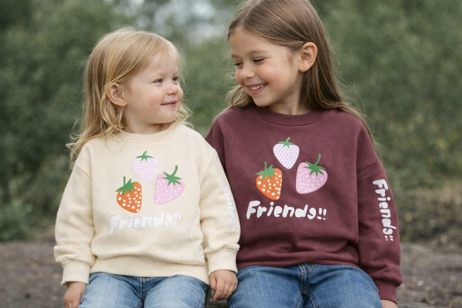 Kinder Sweatshirt "Friends" - Erdbeer-Motiv