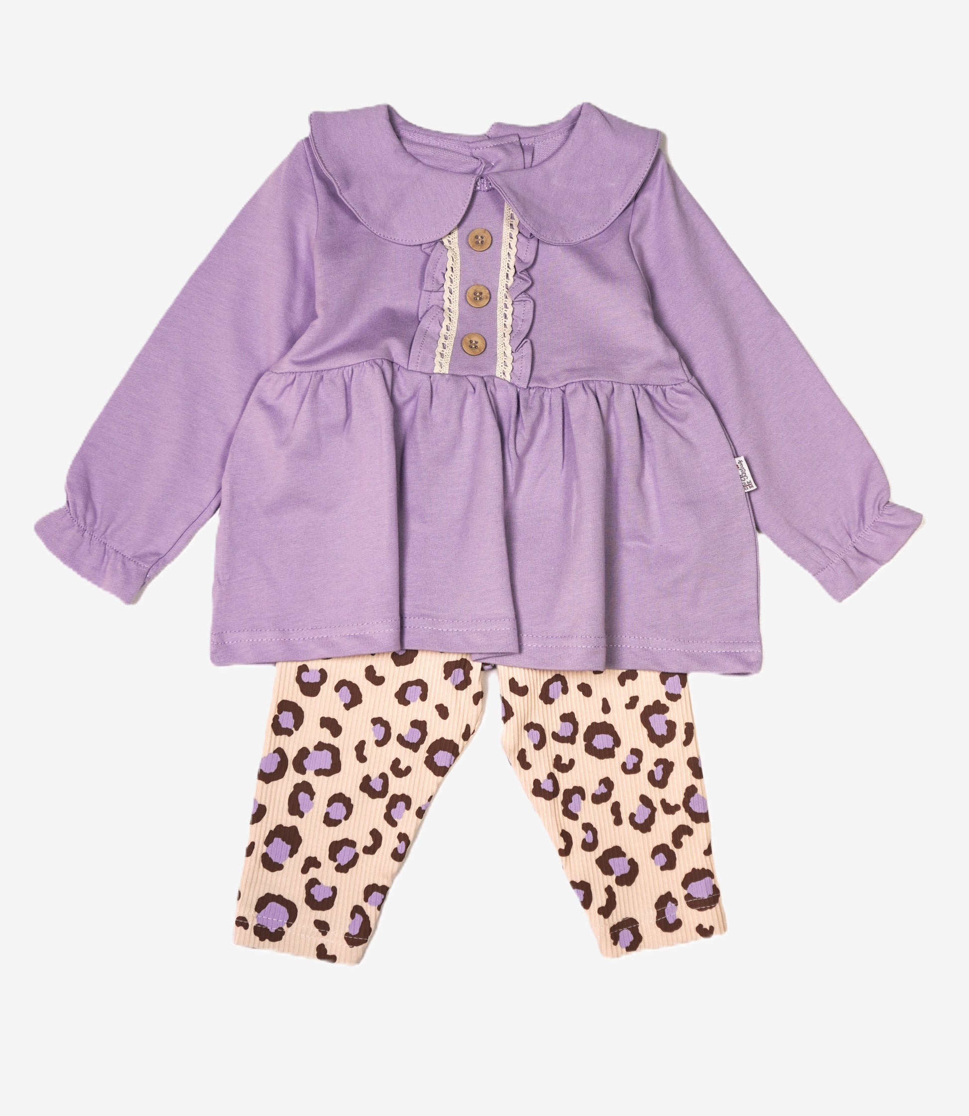 💆 Baby Mädchen Set – Lila Tunika & Leoparden-Leggings