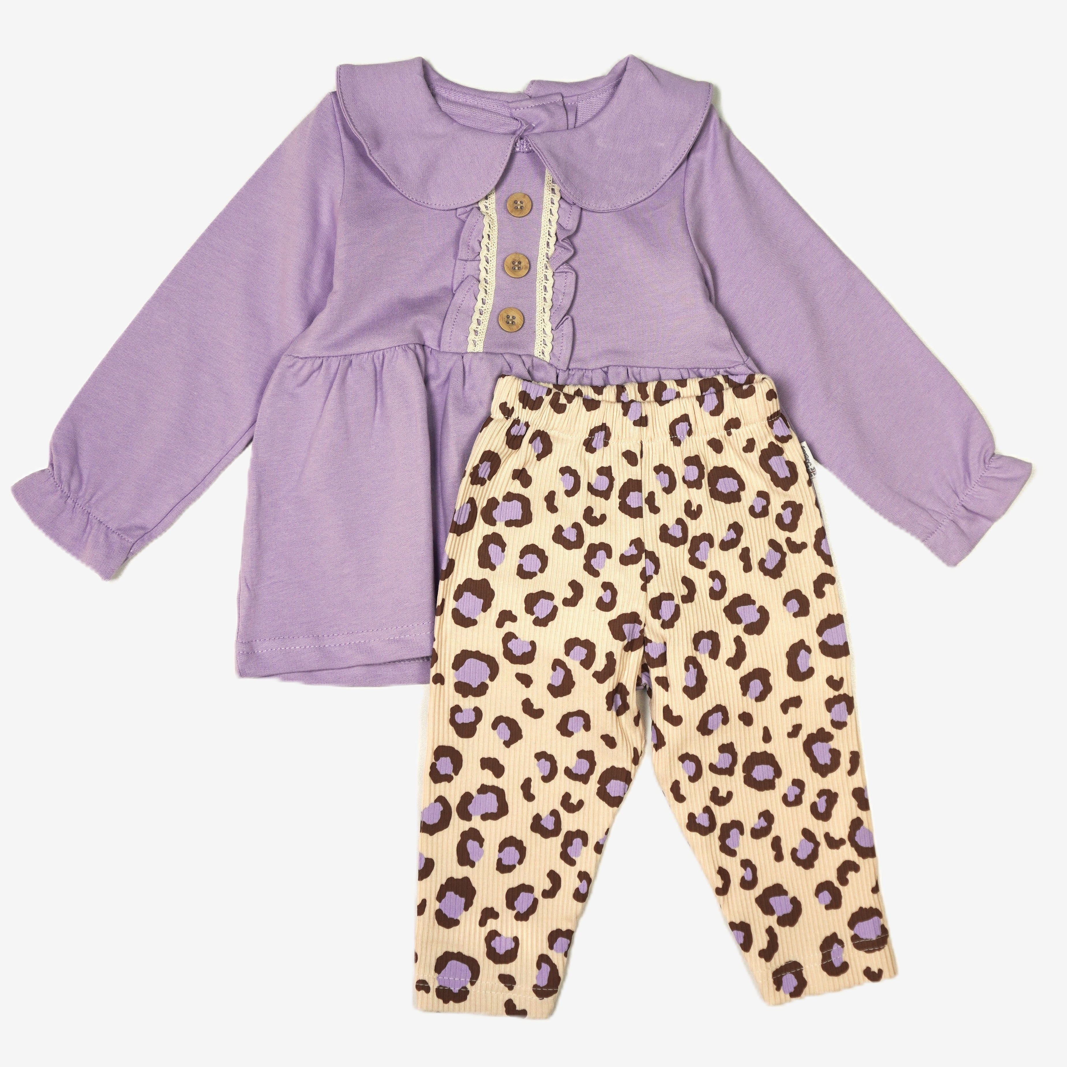 Baby Mädchen Set – Lila Tunika & Leoparden-Leggings