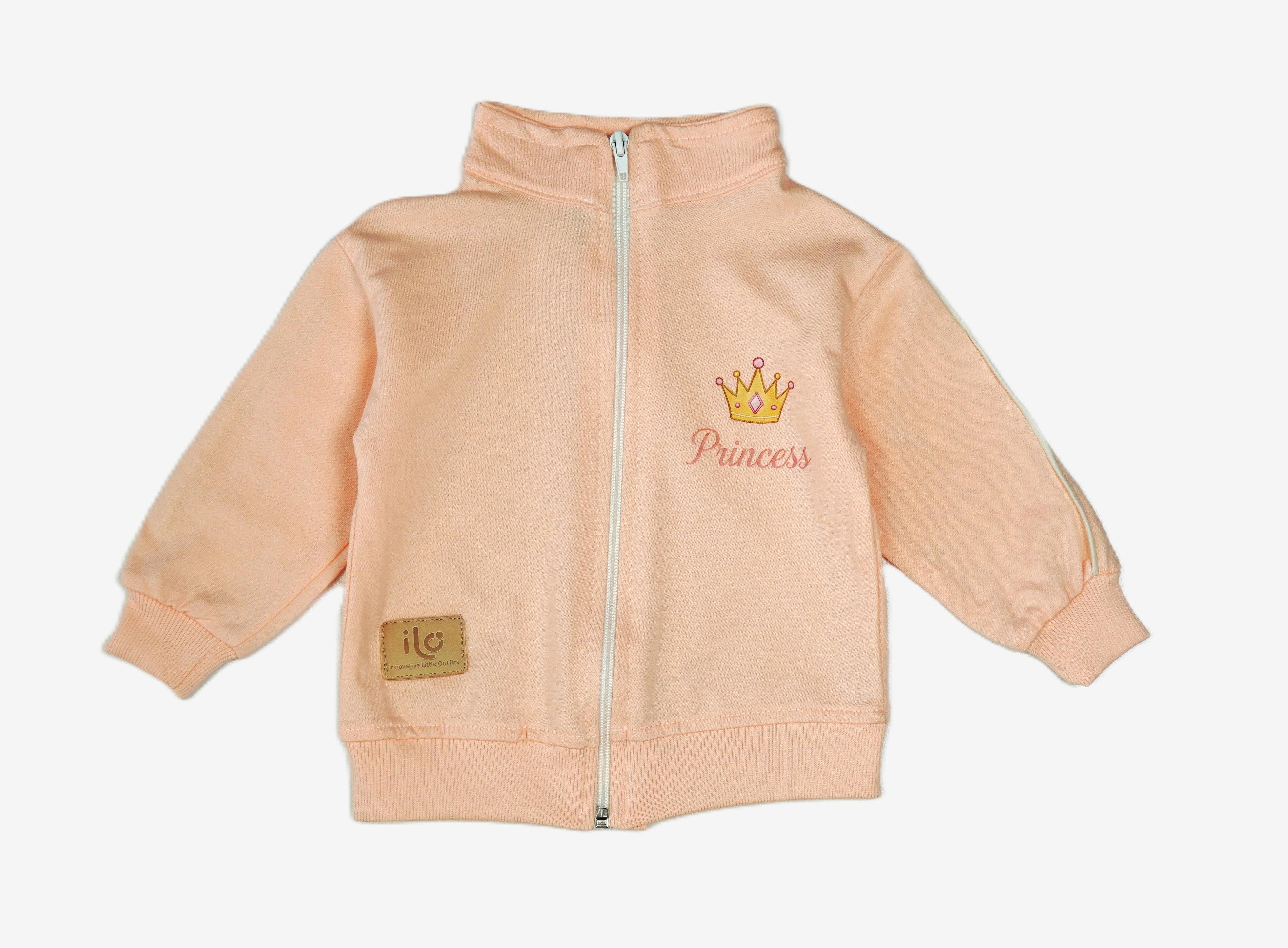 👑 ILO Baby Princess Set – 3-teilig Lachs (Jacke, Hose & Shirt)