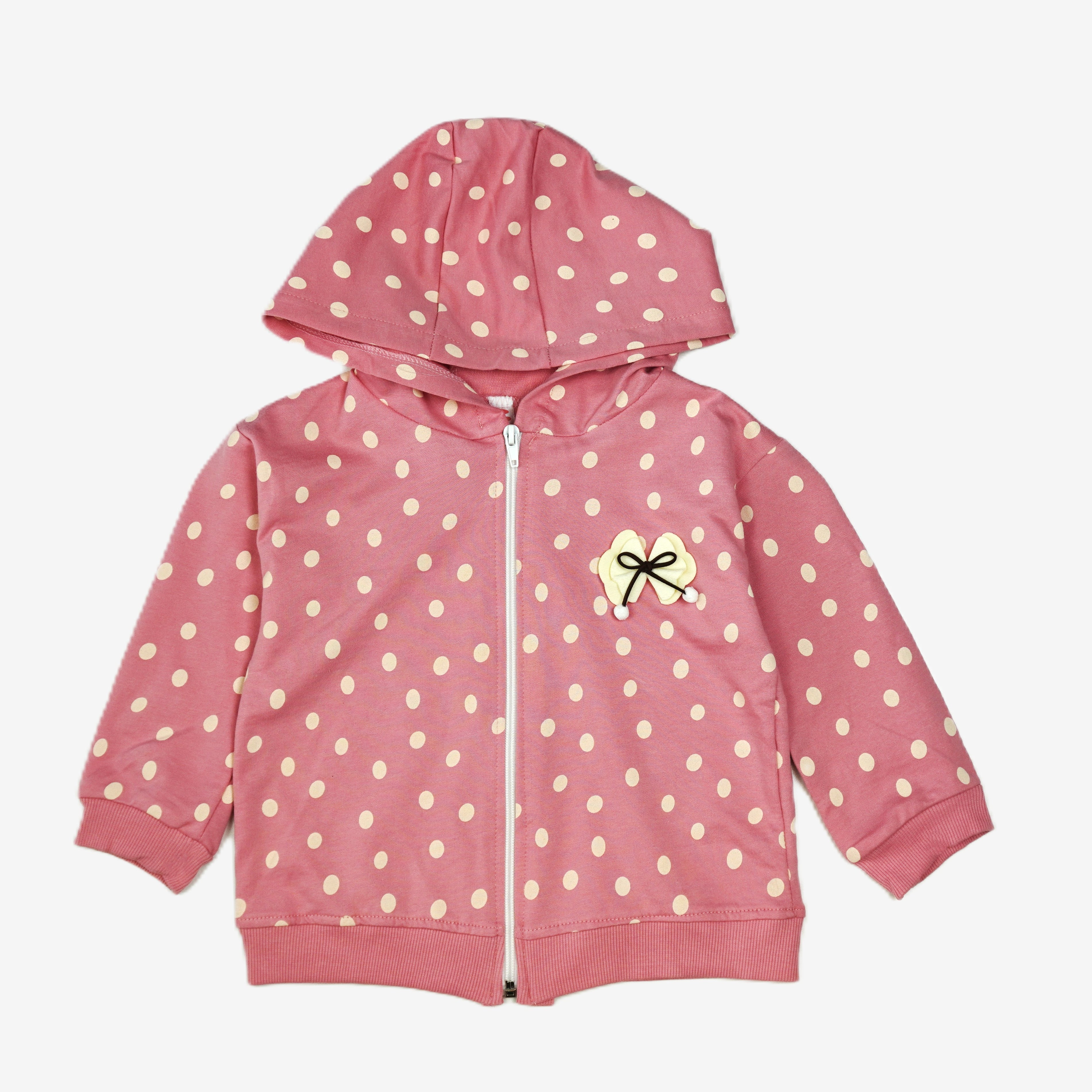 🌸 Mädchen Jogginganzug – Rosa mit Punkten (Zip-Hoodie & Hose)