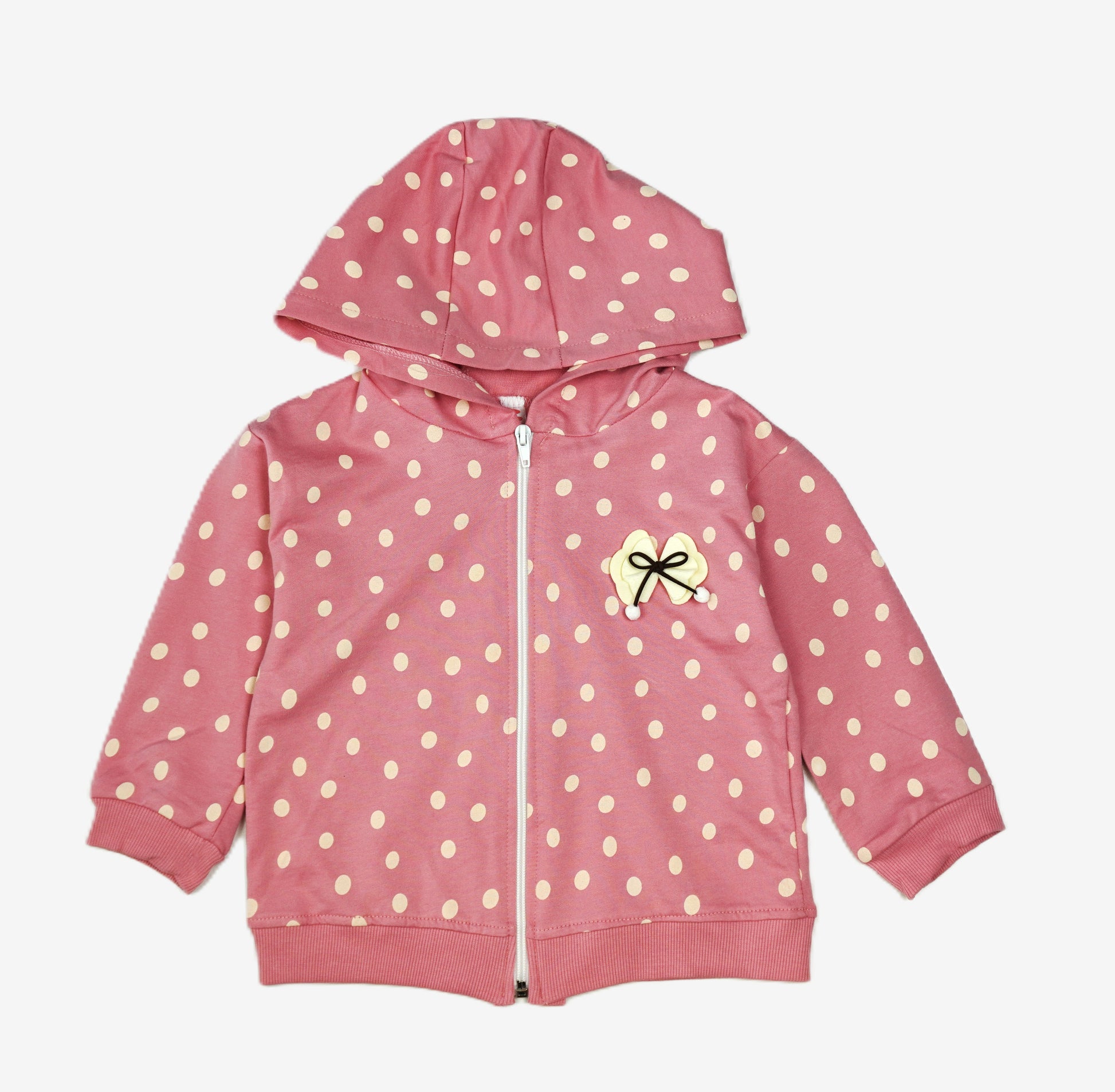 🌸 Mädchen Jogginganzug – Rosa mit Punkten (Zip-Hoodie & Hose)