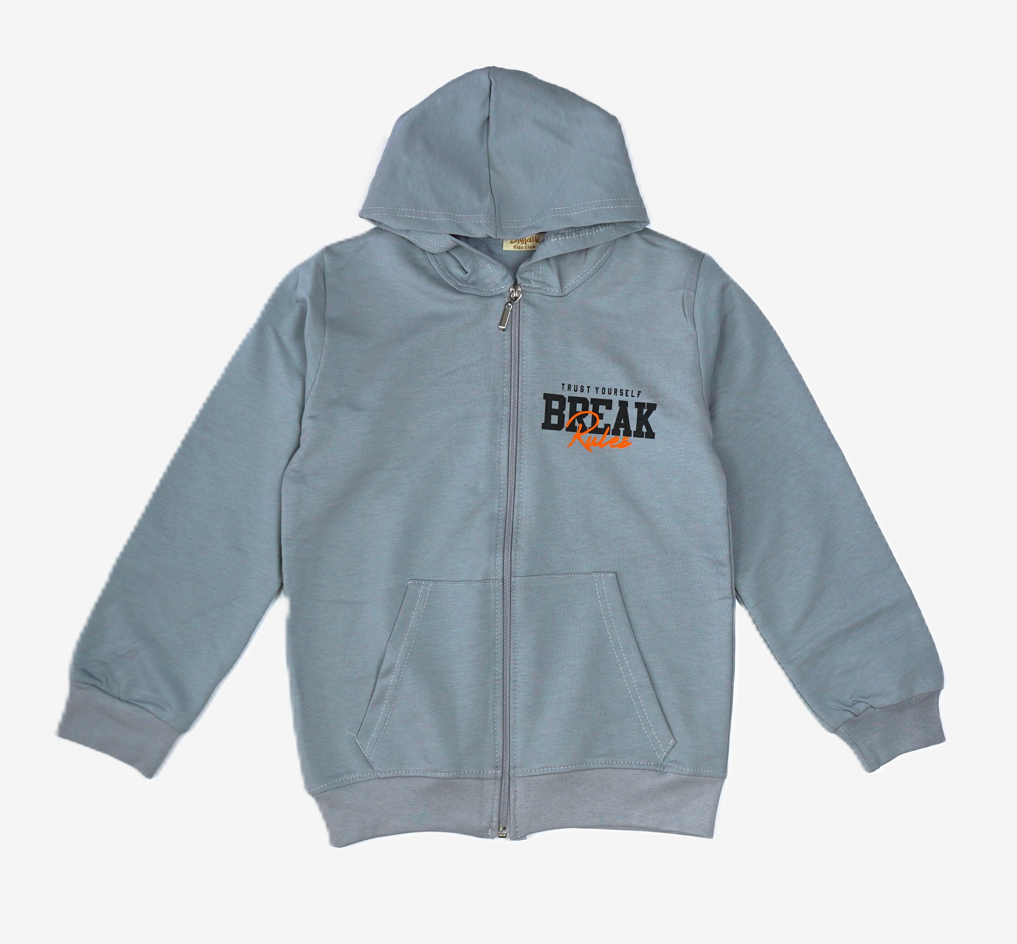 🧥 Break Rules Kinder Zip-Hoodie – Blaugrau