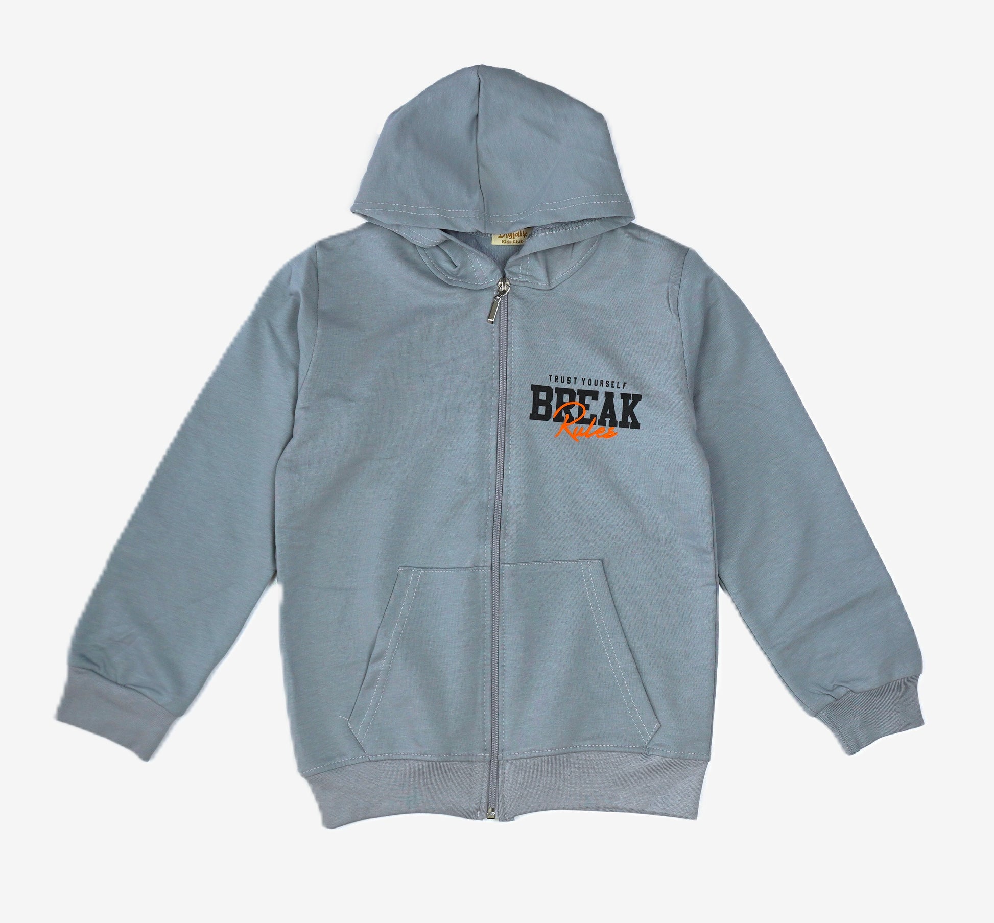 🧥 Break Rules Kinder Zip-Hoodie – Blaugrau