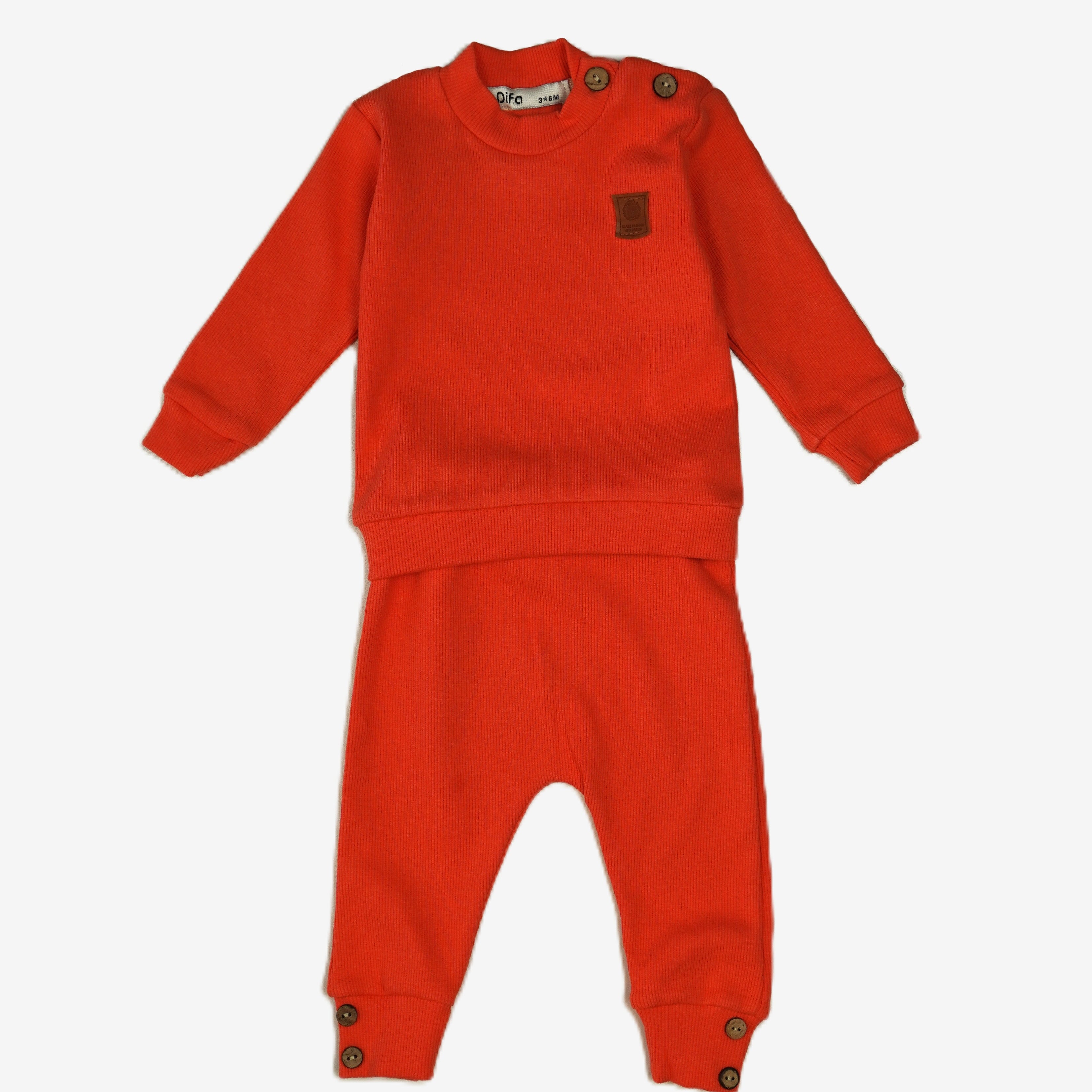 🍊 Difa Baby Jogginganzug – Orange (Sweatshirt & Hose)