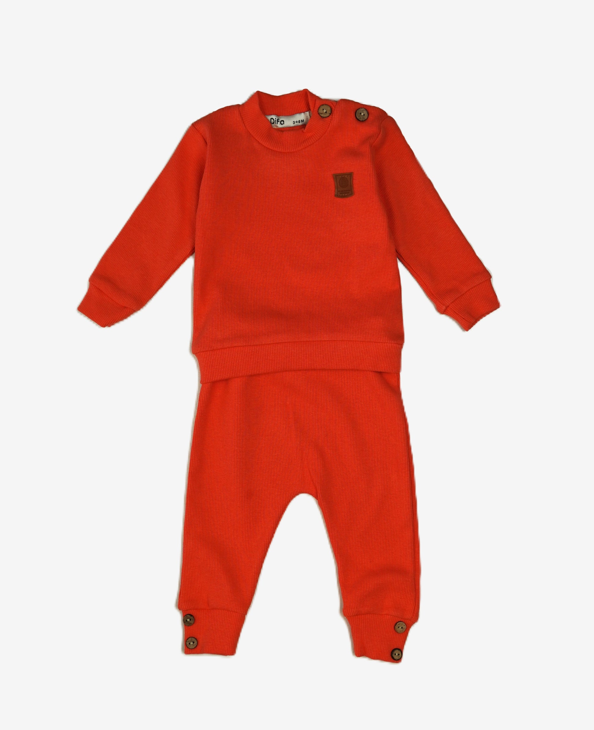🍊 Difa Baby Jogginganzug – Orange (Sweatshirt & Hose)
