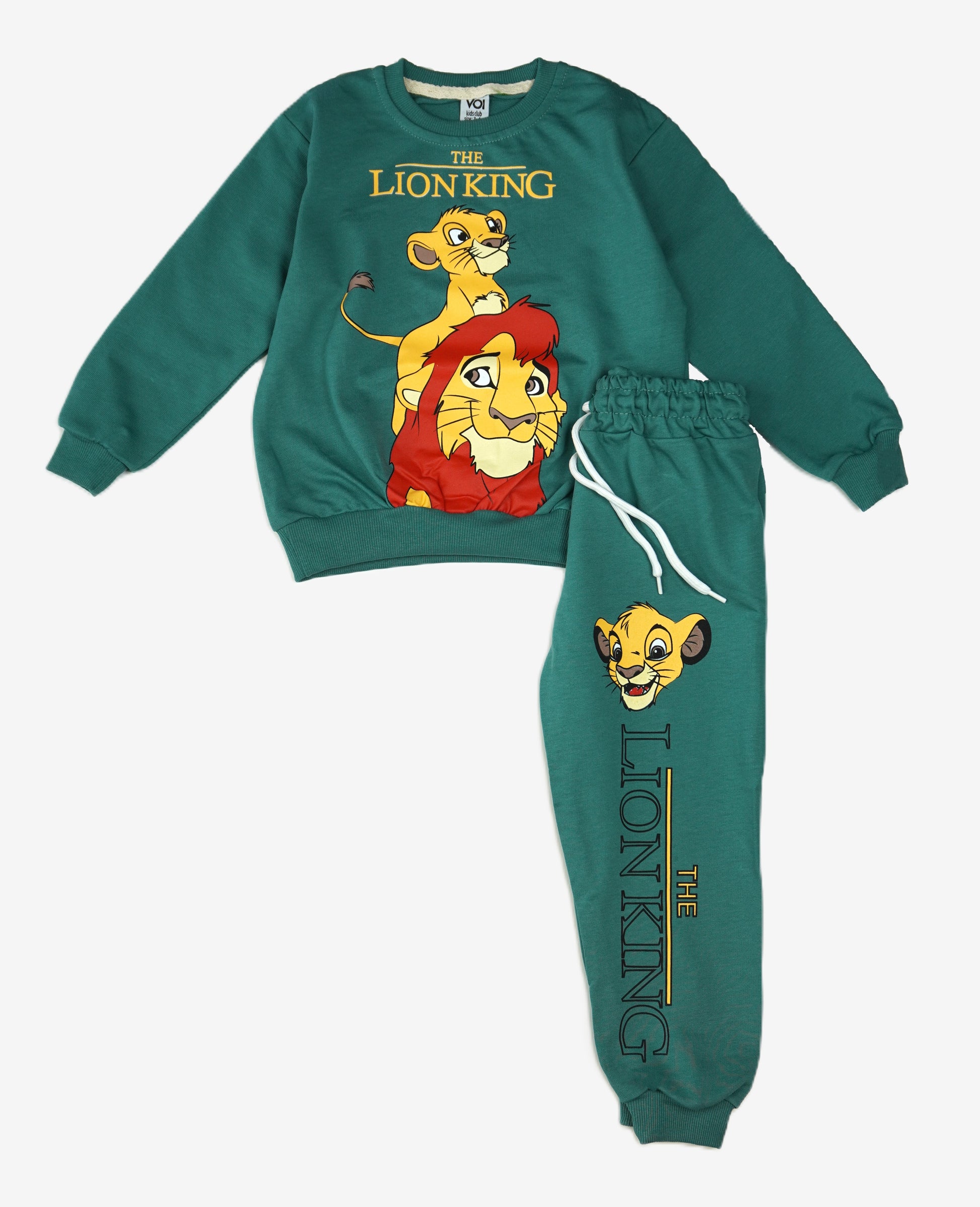 🦁 Lion King Kinder Jogginganzug – Grün (Sweatshirt & Jogginghose)