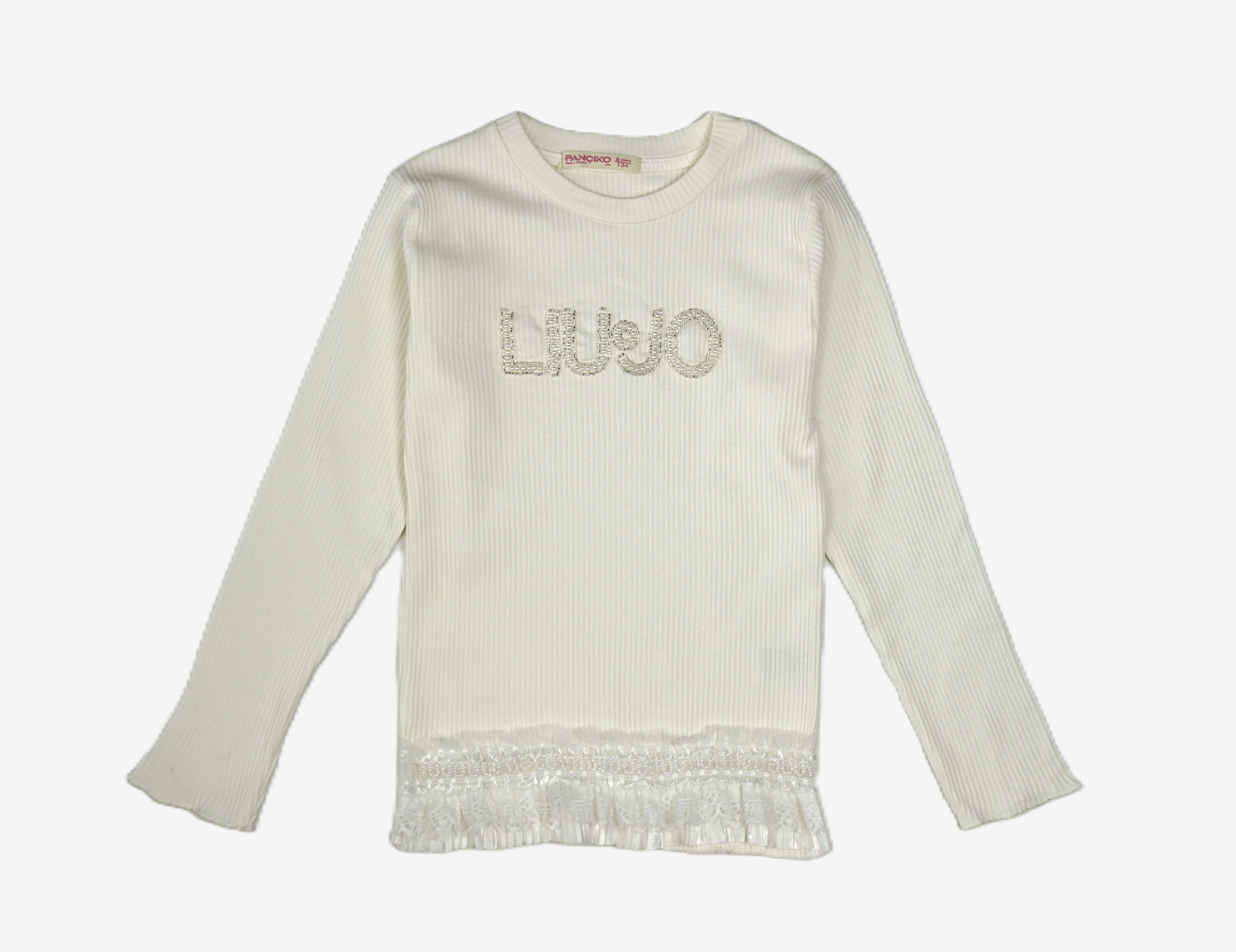 Liu Jo Mädchen Langarmshirt – Weiß mit Rüschen & Logo