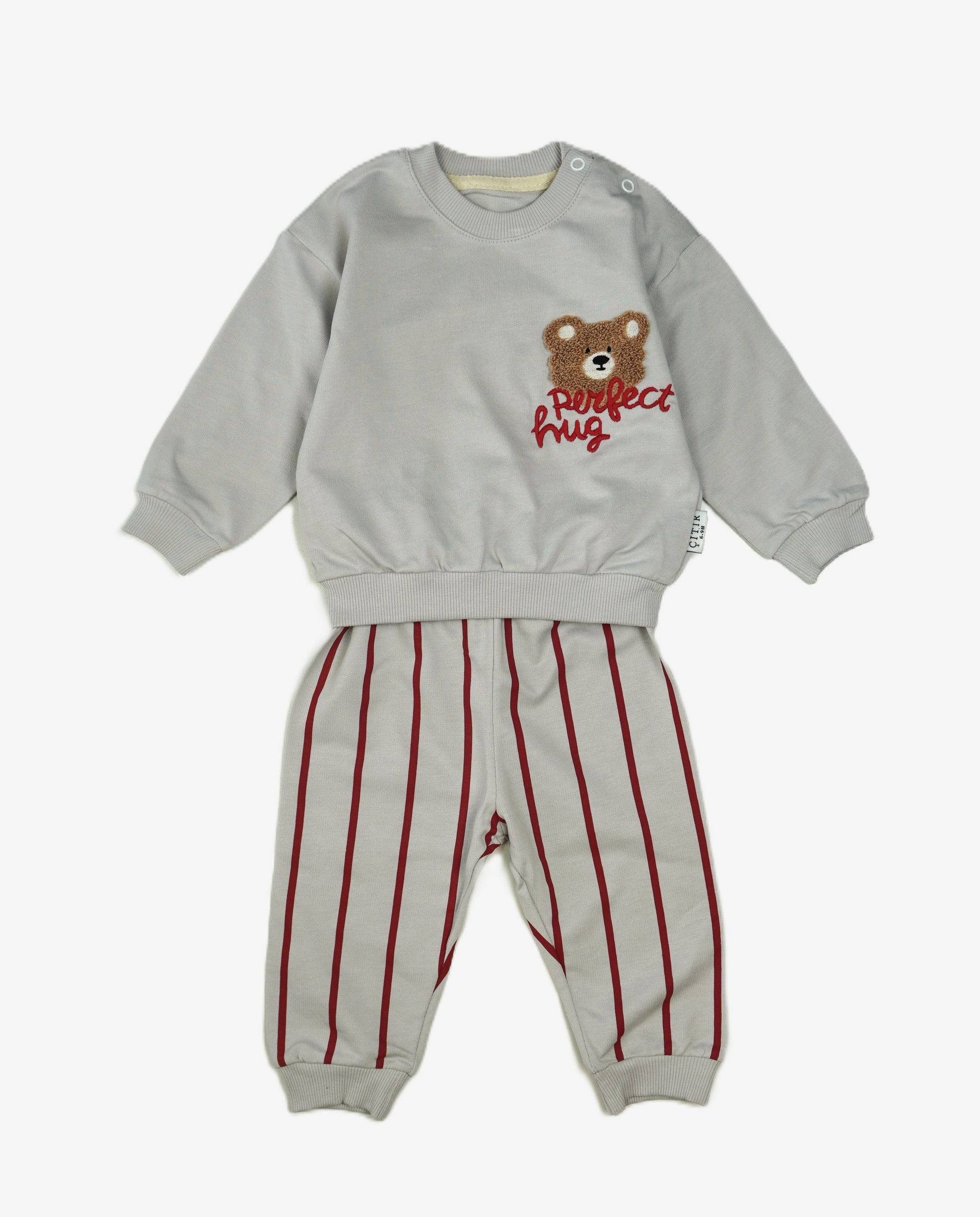 Perfect Hug – Baby Set Sweatshirt & Hose Grau Gestreift