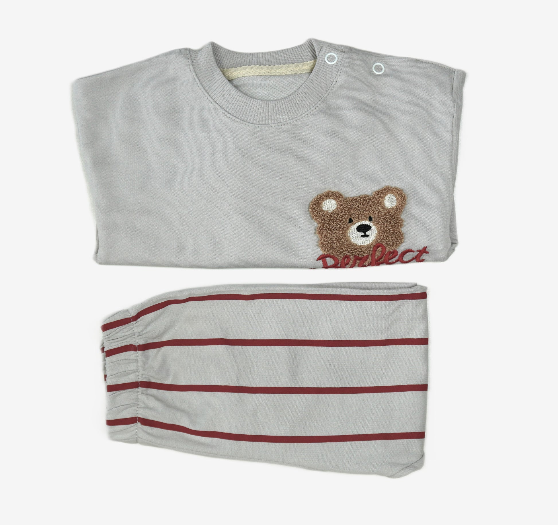 Perfect Hug – Baby Set Sweatshirt & Hose Grau Gestreift