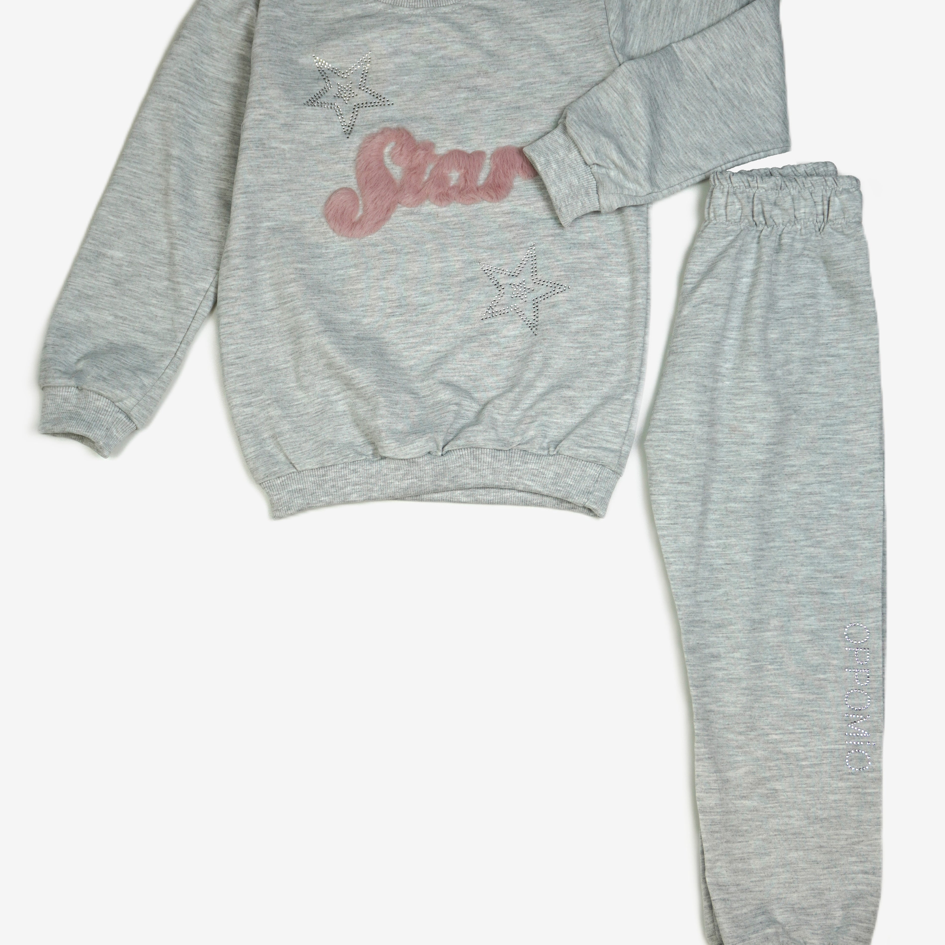 Star Glam – Kinder Set Sweatshirt & Jogginghose Graumelange